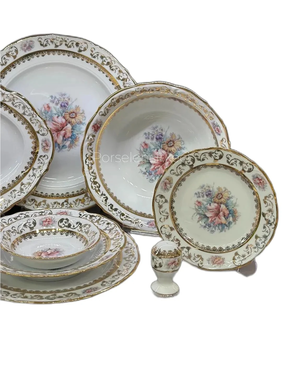 S.Clairy Rölyef Flowers 62 Parça 12 Kişilik Yemek Takımı