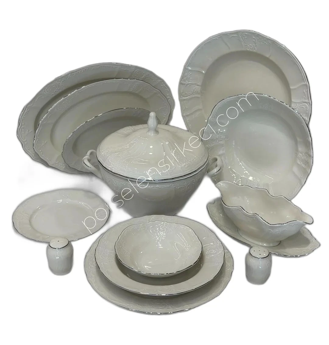 Bernadotte Bant Platin 77 Parça 12 Kişilik Yemek Takımı