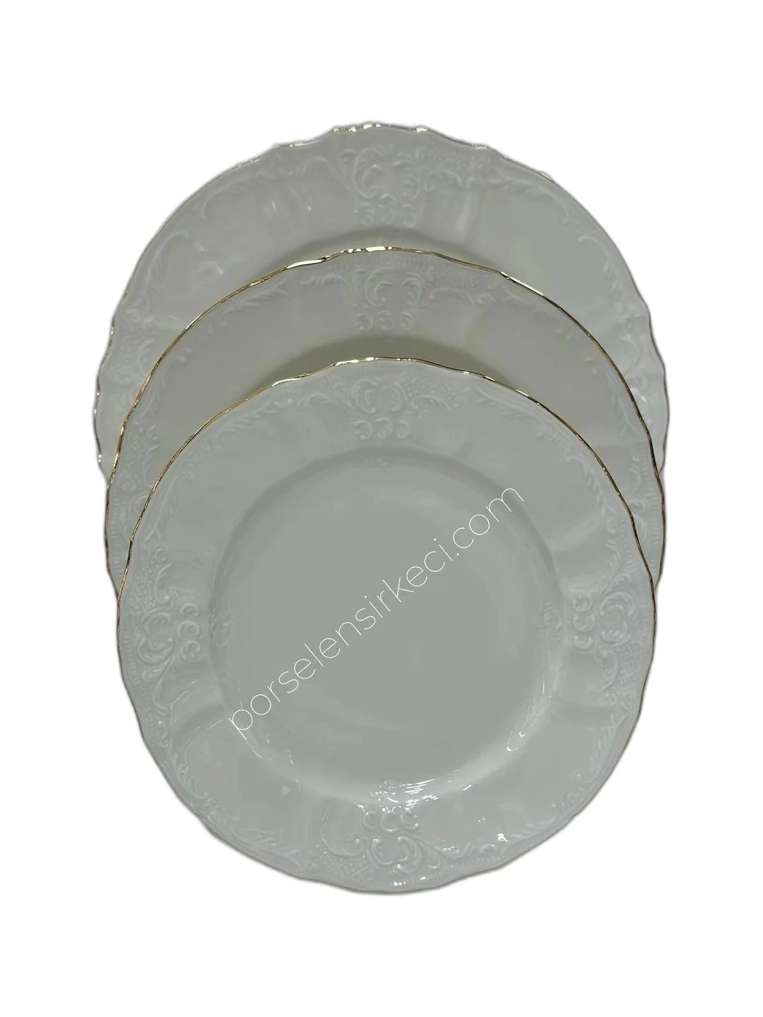 Bernadotte Bant Altın 58 Parça 12 Kişilik Porselen Yemek Takımı