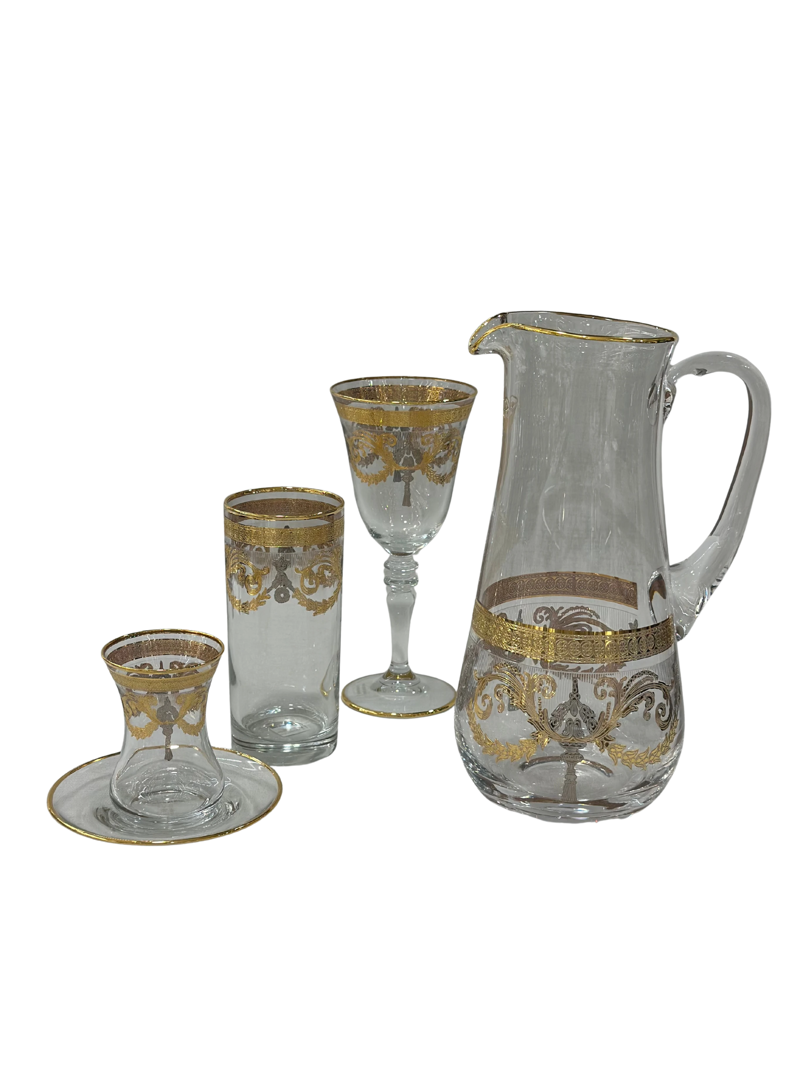 Alegro Gold + Gümüş 49 Parça 12 Kişilik Bardak Seti