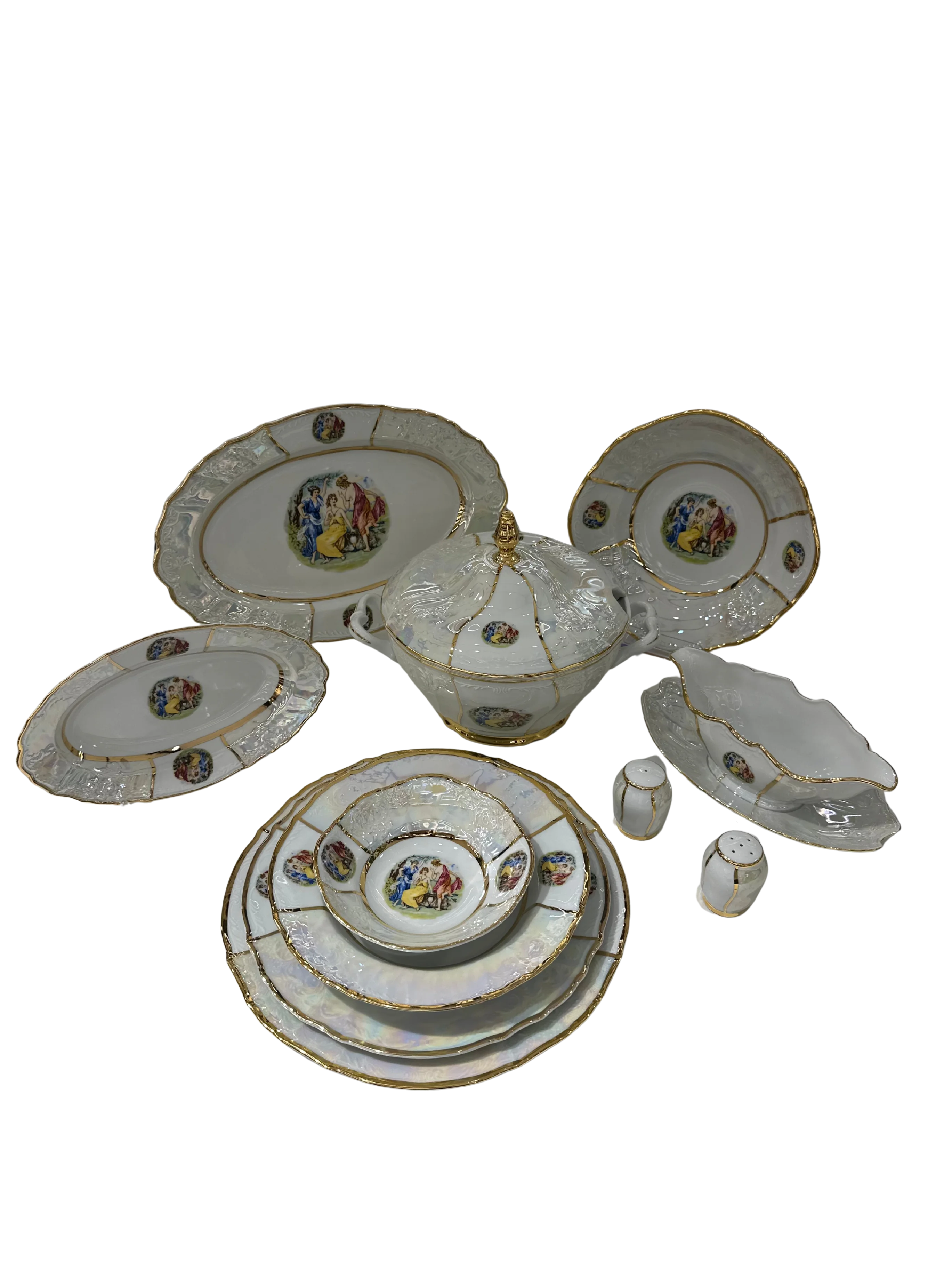 JEREMY RÖLYEF NEW PAERL FLOWERS 72 PARÇA 12 KİŞİLİK YEMEK TAKIMI