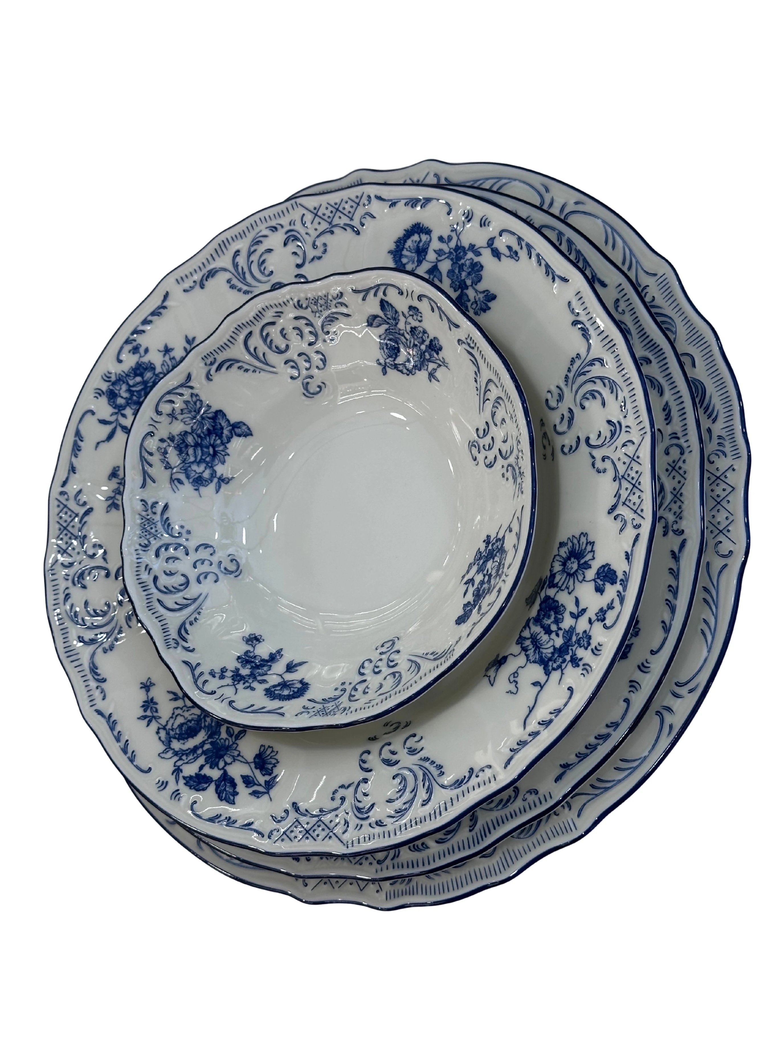 Bernadotte İngiliz Mavi 77 Parça 12 Kişilik Yemek Takımı