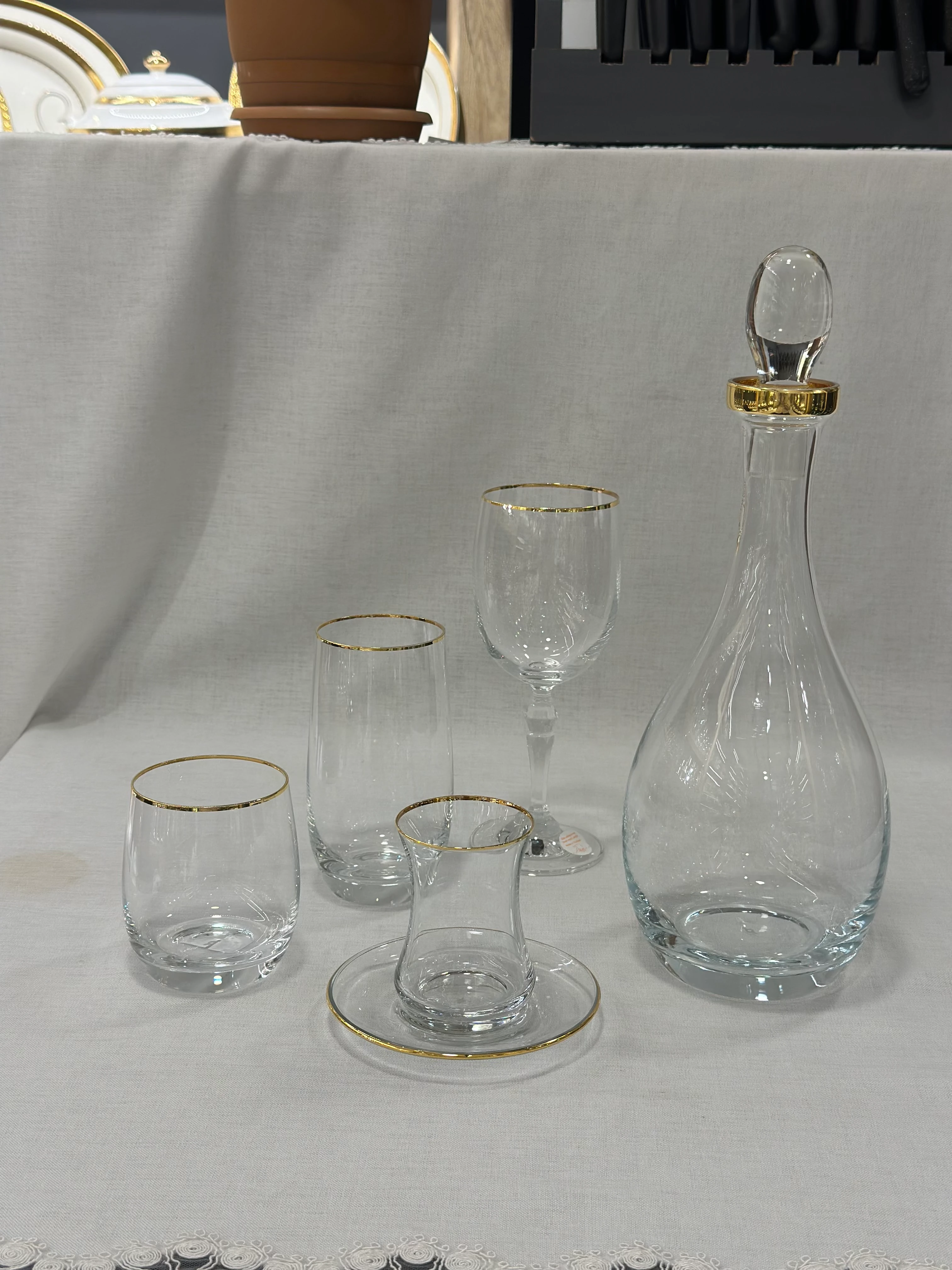 61 Parça 12 kişilik bardak seti altın bant 