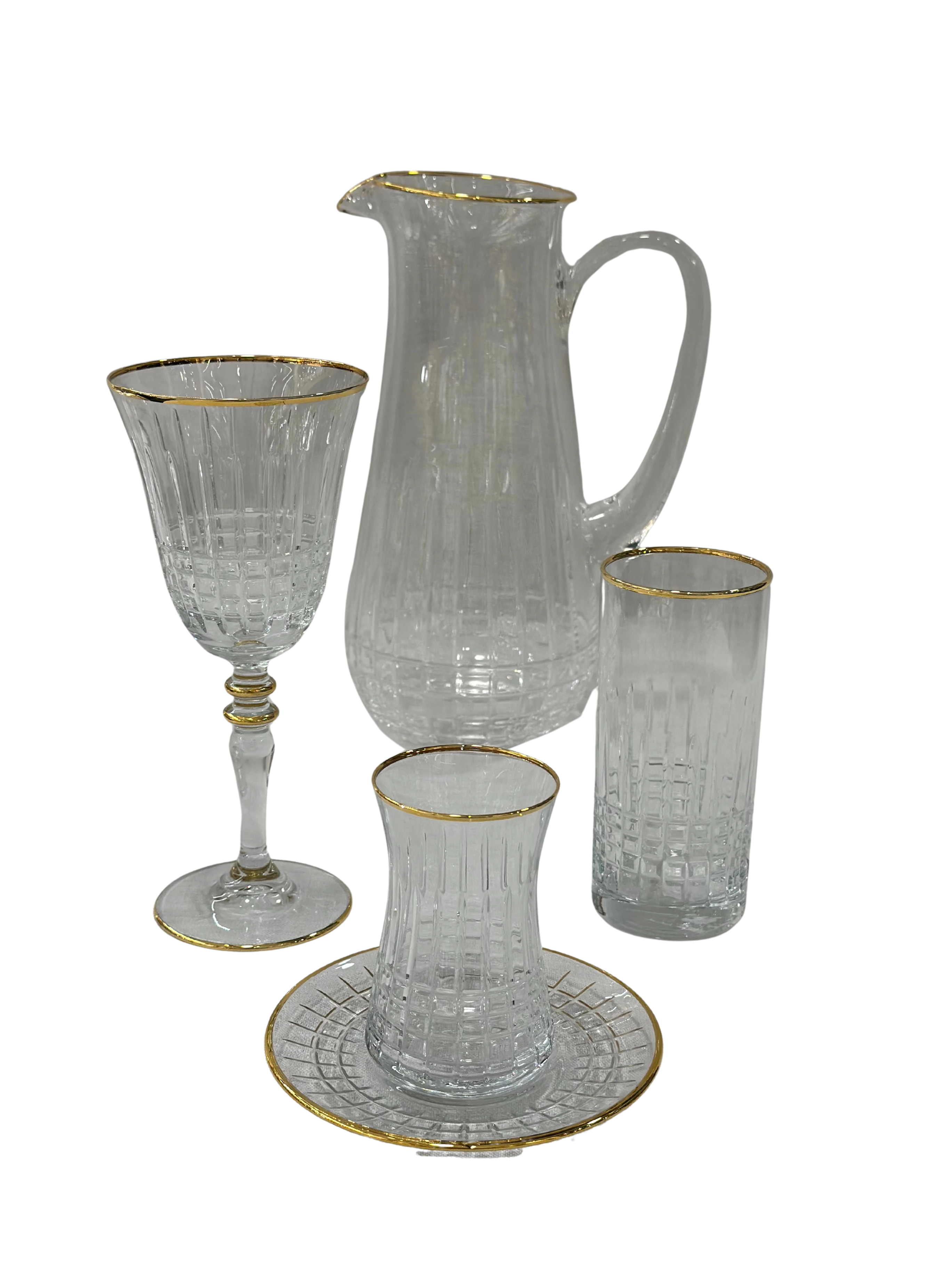 S.GLASS EL KESME ALTIN BANT 49 parça 12 kişilik bardak seti