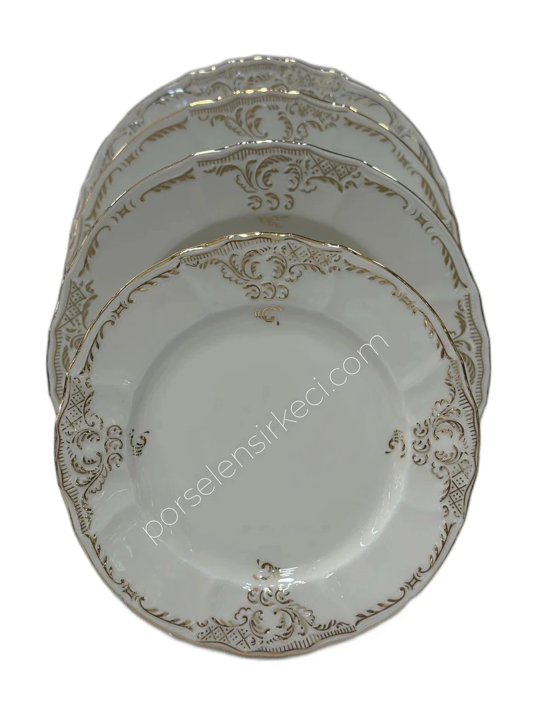 Bernadotte İngiliz Altın 77 Parça 12 Kişilik Porselen Yemek Takımı