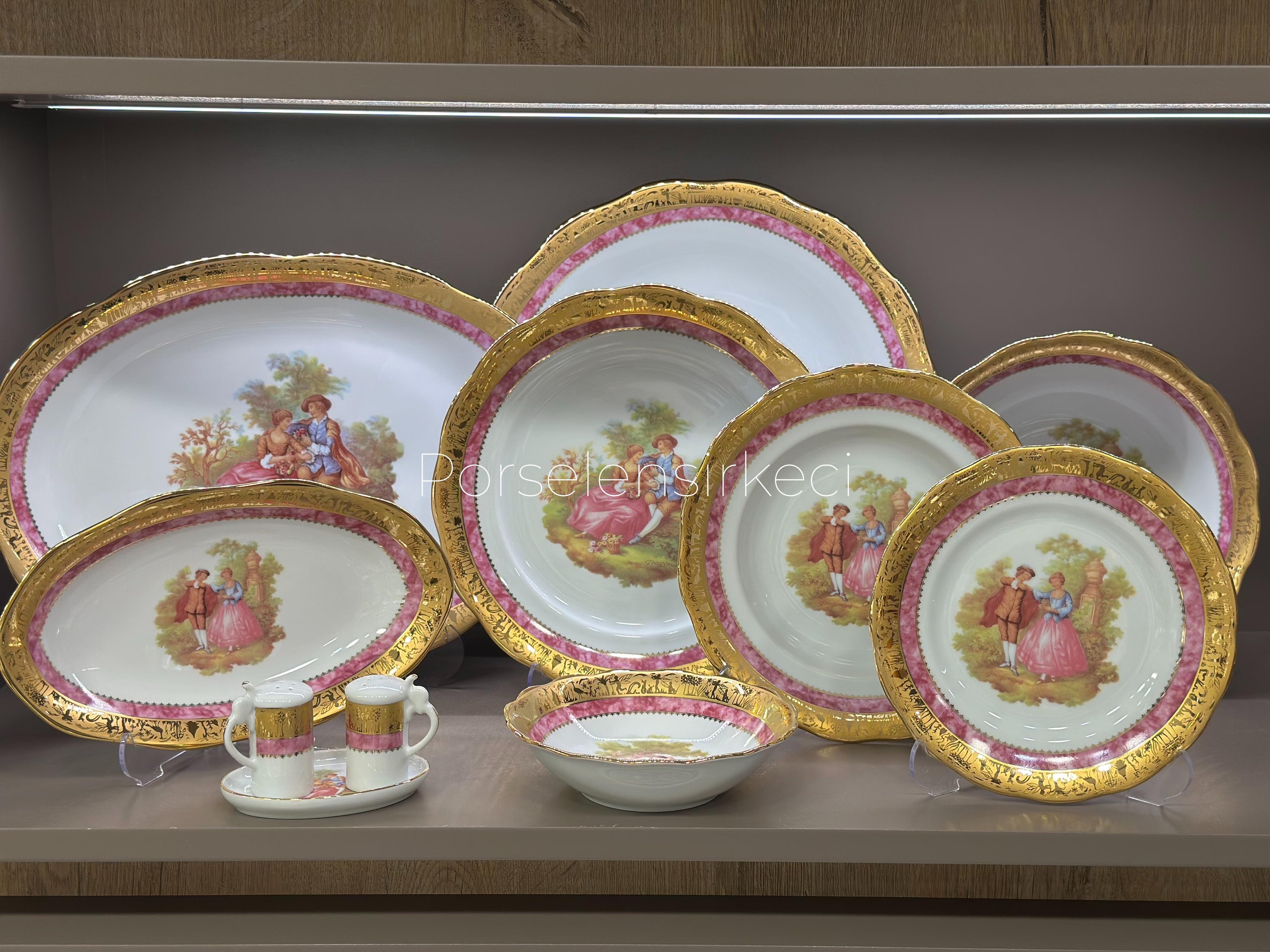 Depos T. Limoges Fragonard Pink 60 Parça 12 Kişilik Yemek Takımı