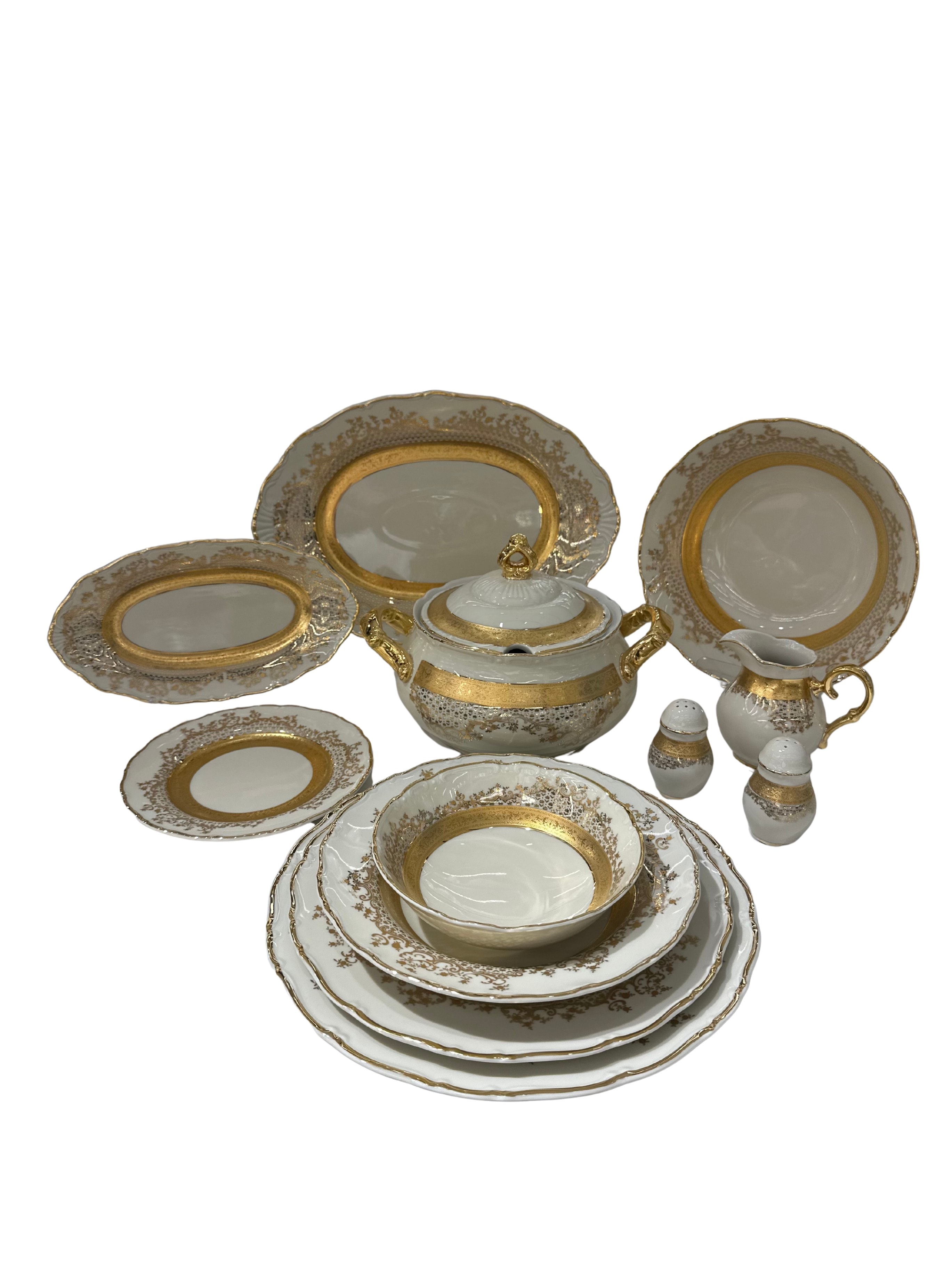 Jeremy Golden Lace Cream  72 Parça 12 Kişilik Yemek Takımı