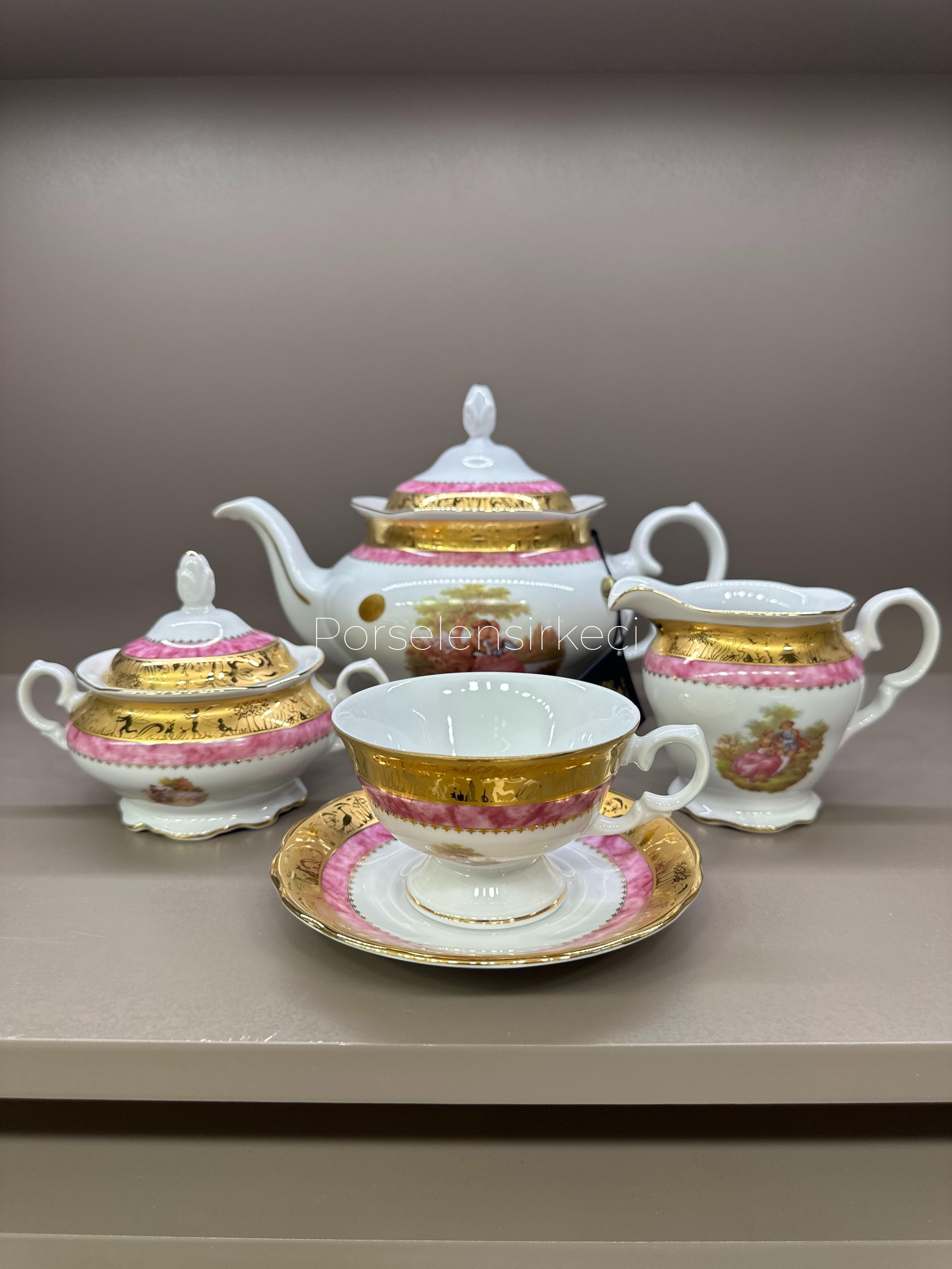 Depos T.Lımoges Fragonard Pink 15 Parça Çay Seti