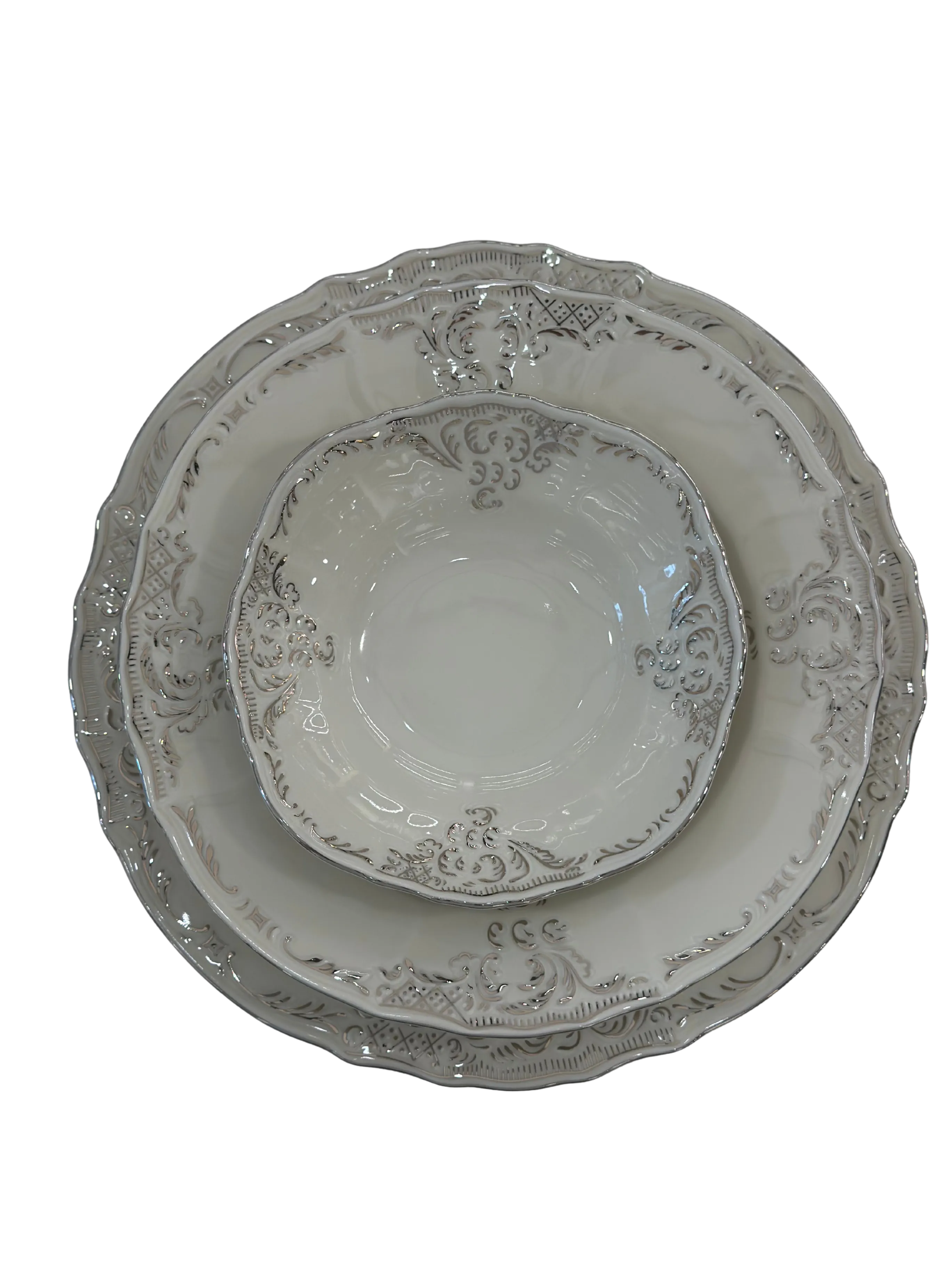 BERNADOTTE İNGİLİZ PLATİN 77 Parça 12 Kişilik Yemek Takımı