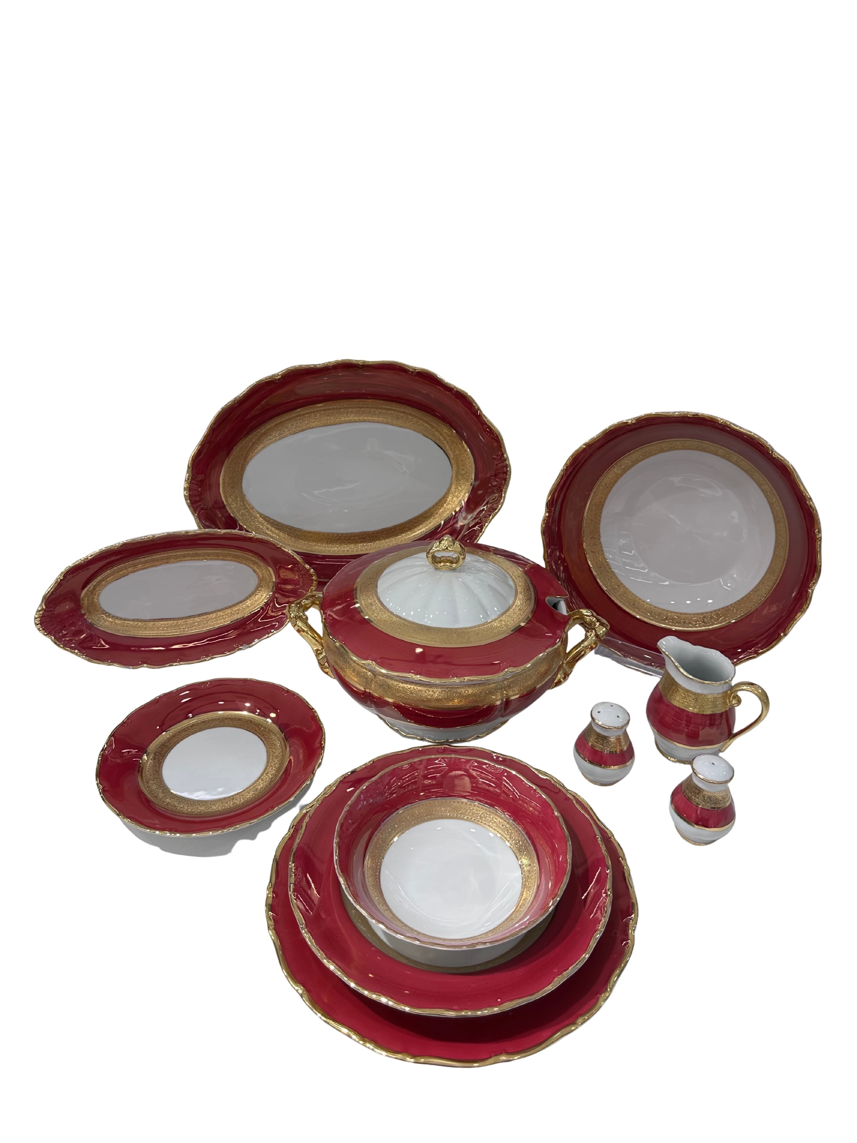 Jeremy Golden Golden Red 60 Parça 12 Kişilik Yemek Takımı