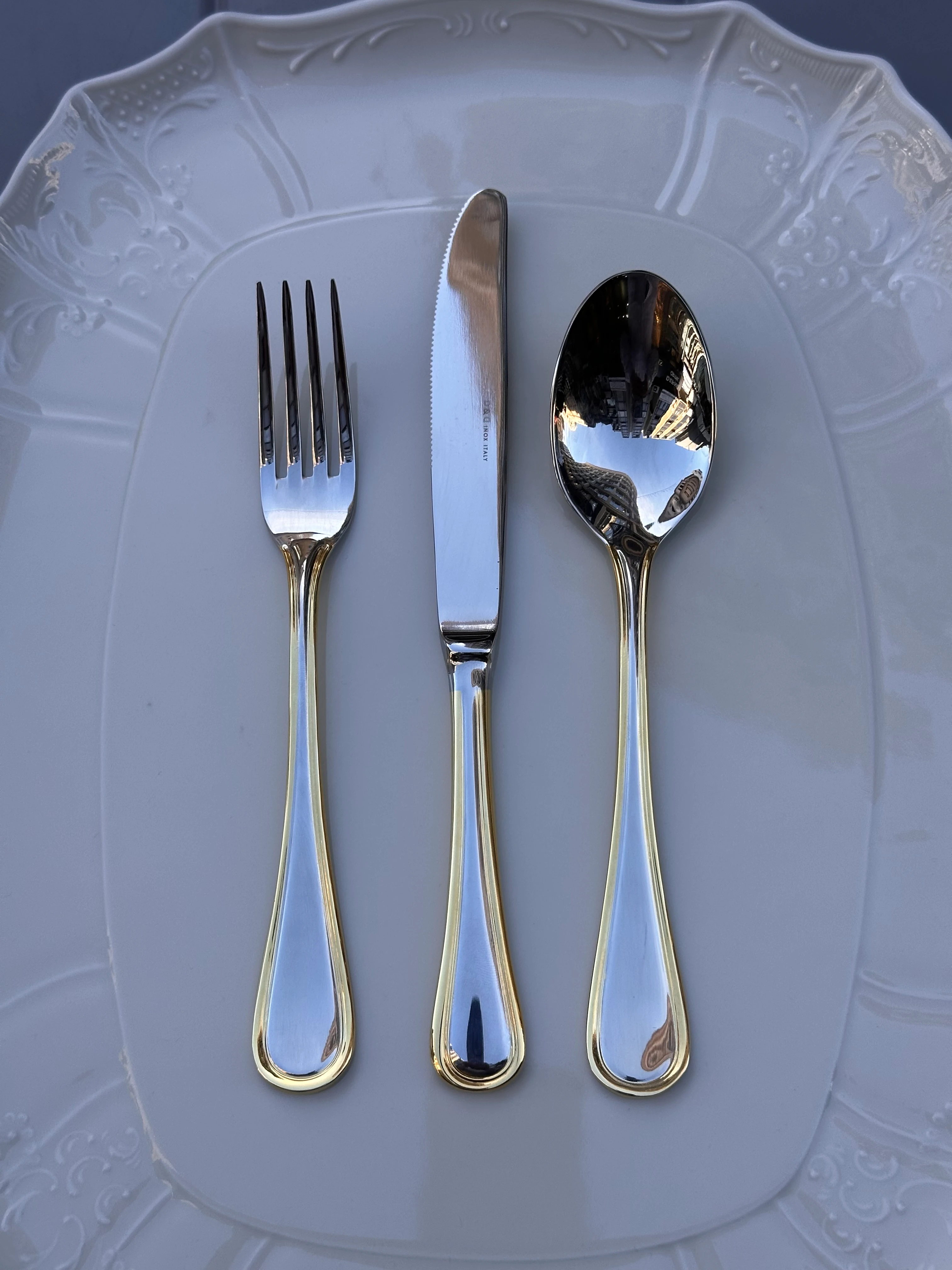 D&D EXCİLEİR KISMİ ALTIN İTALYAN  87 PARÇA 12 KİŞİLİK KAŞIK TAKIMI