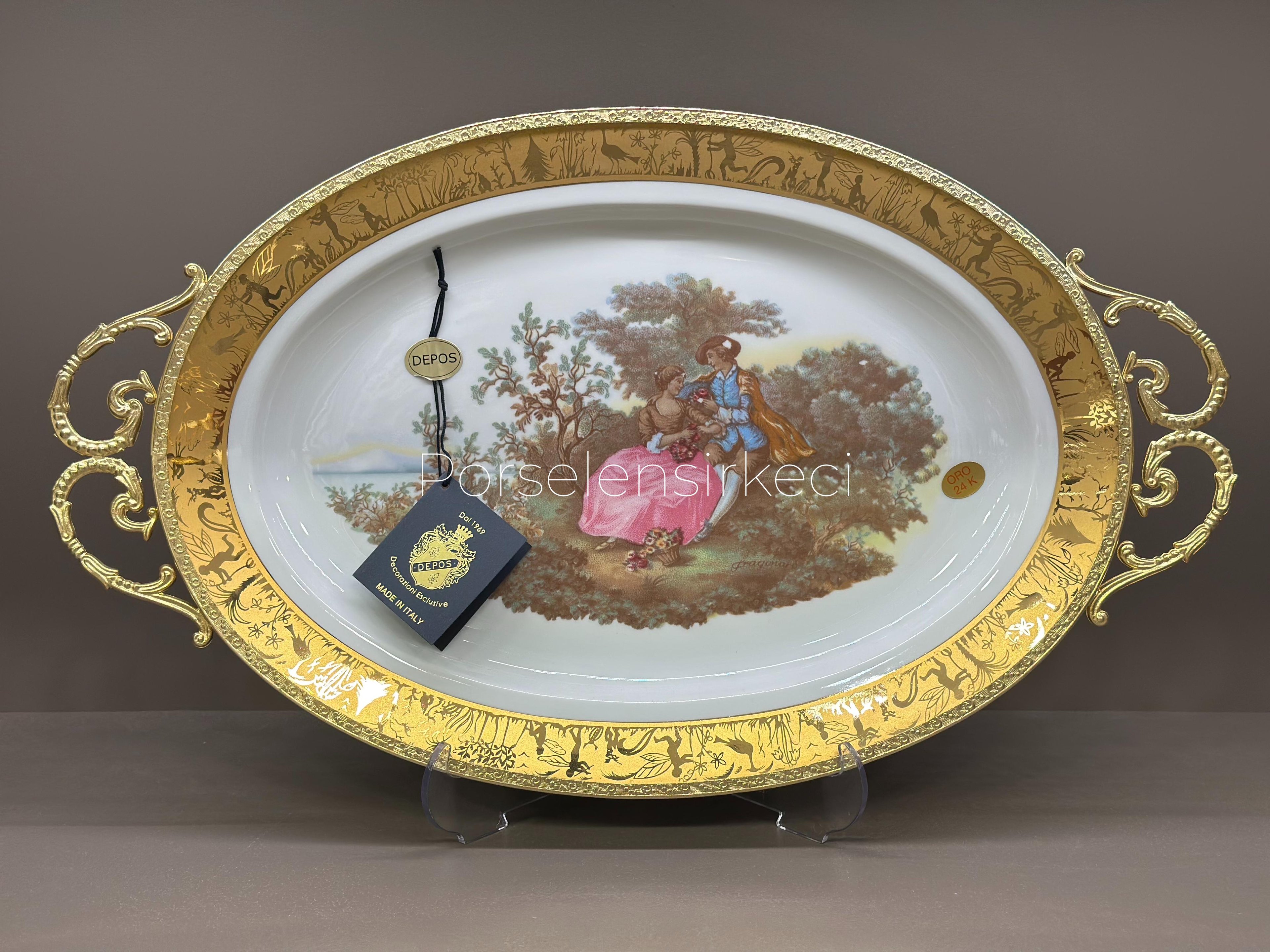 Depos T.Limoges Fragonard Oval Servis Tepsisi 27x40 Cm