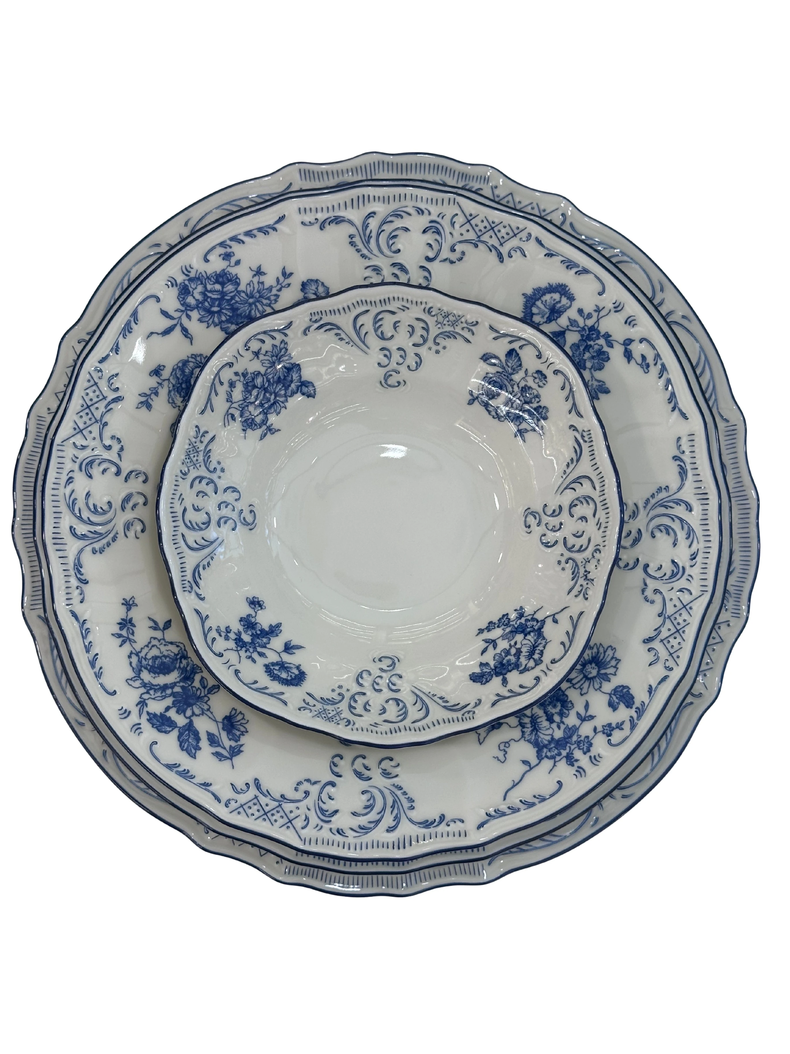 Bernadotte İngiliz Mavi 77 Parça 12 Kişilik Yemek Takımı