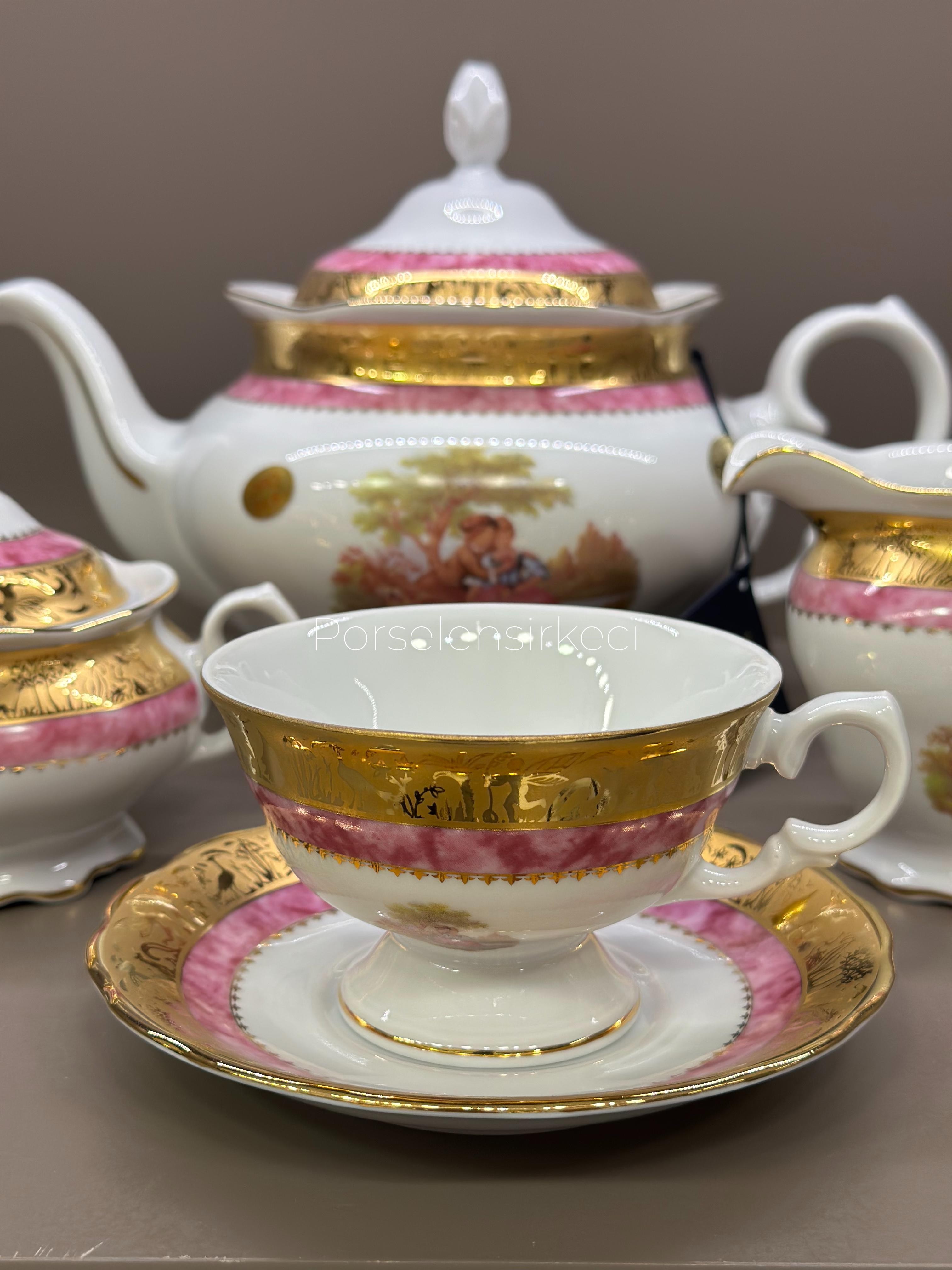 Depos T.Lımoges Fragonard Pink 15 Parça Çay Seti