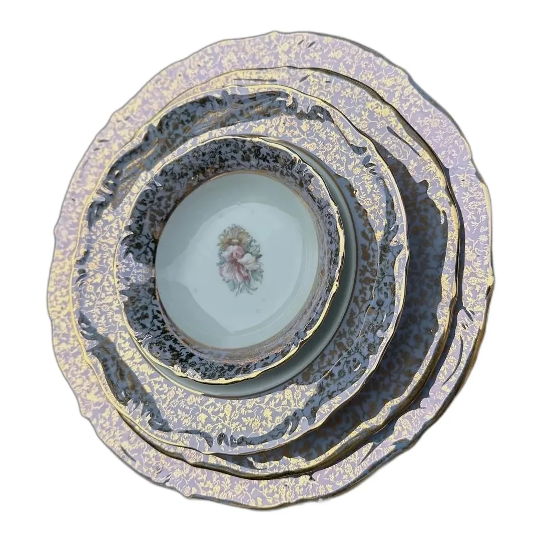 S.Clairy Turquoise Edge Flowers 62 Parça 12 Kişilik Yemek Takımı