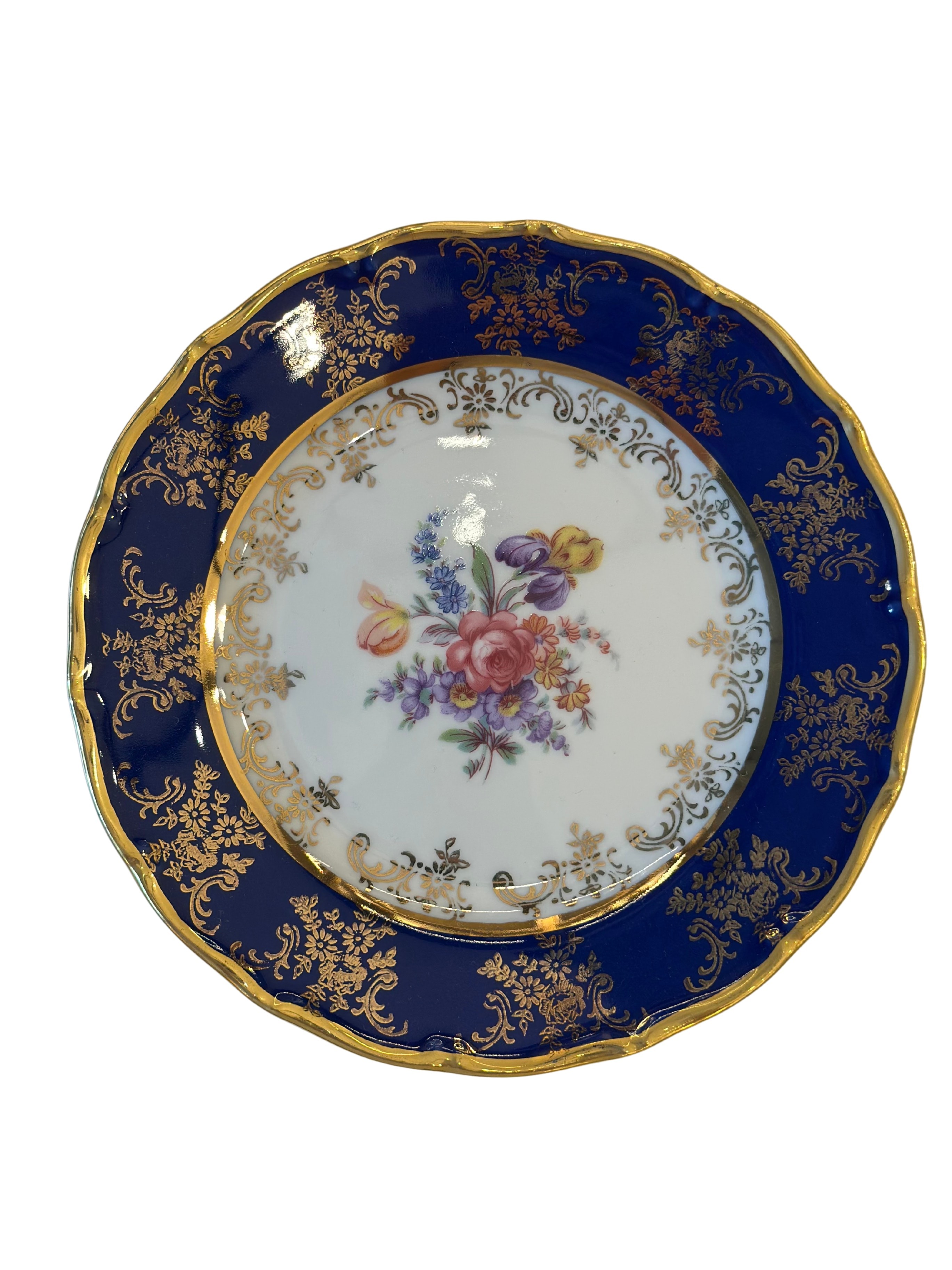 jeremy cobalt mavi çiçek 17 cm ikramlık pasta kurabiyelik tabak(6 adet)