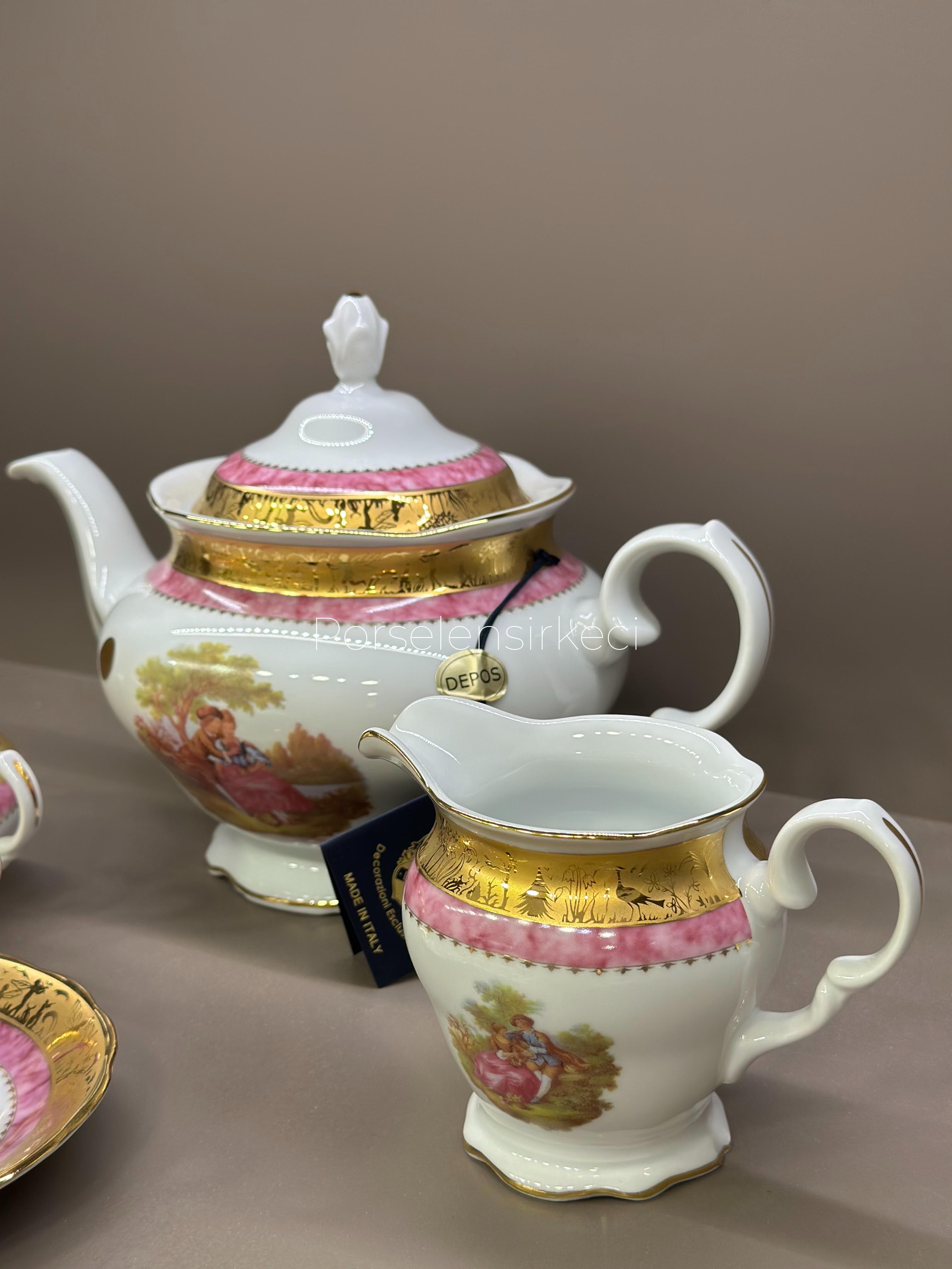 Depos T.Lımoges Fragonard Pink 15 Parça Çay Seti