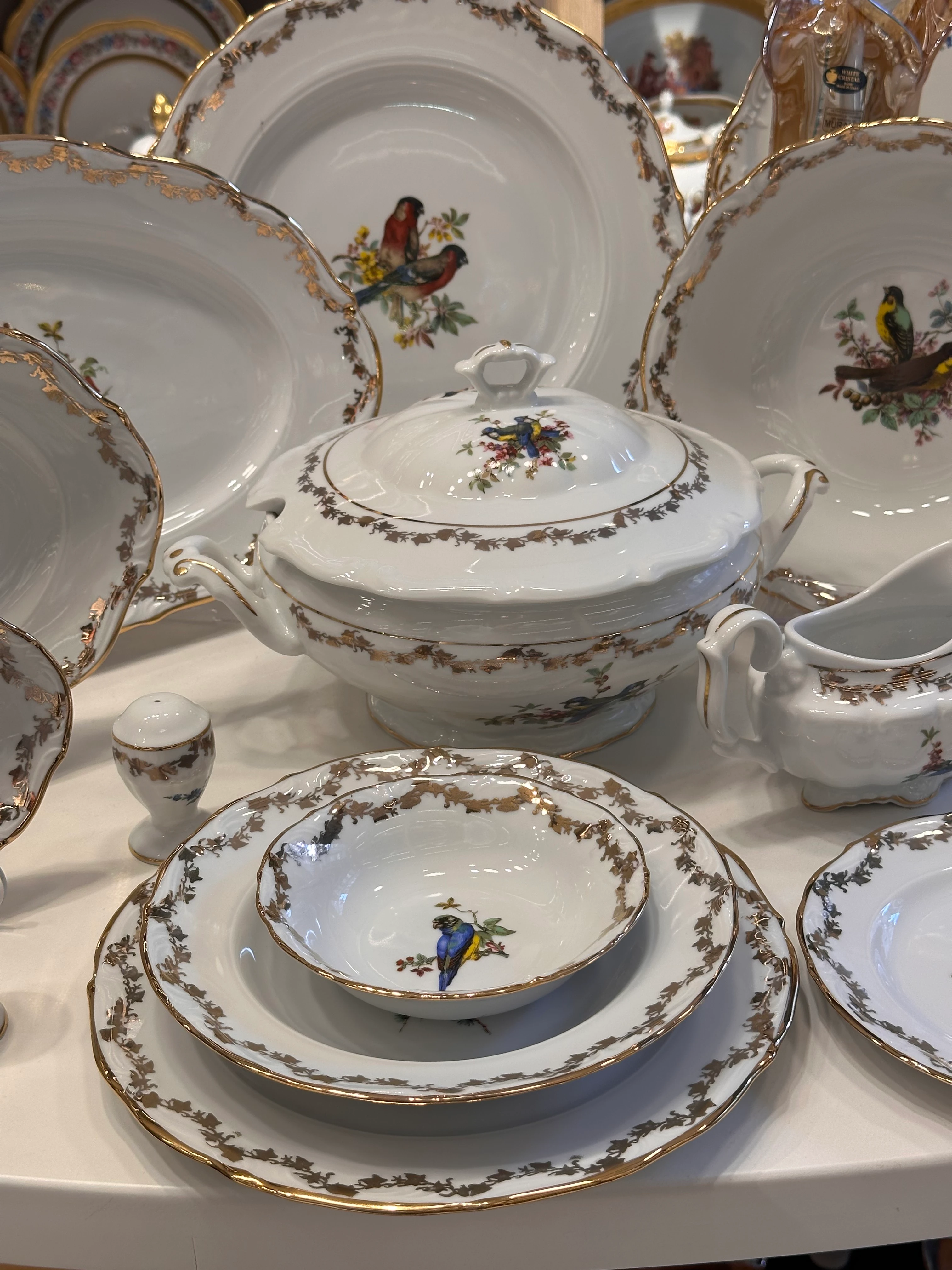 S.Clairy antik birds 62 Parça 12 Kişilik Yemek Takımı