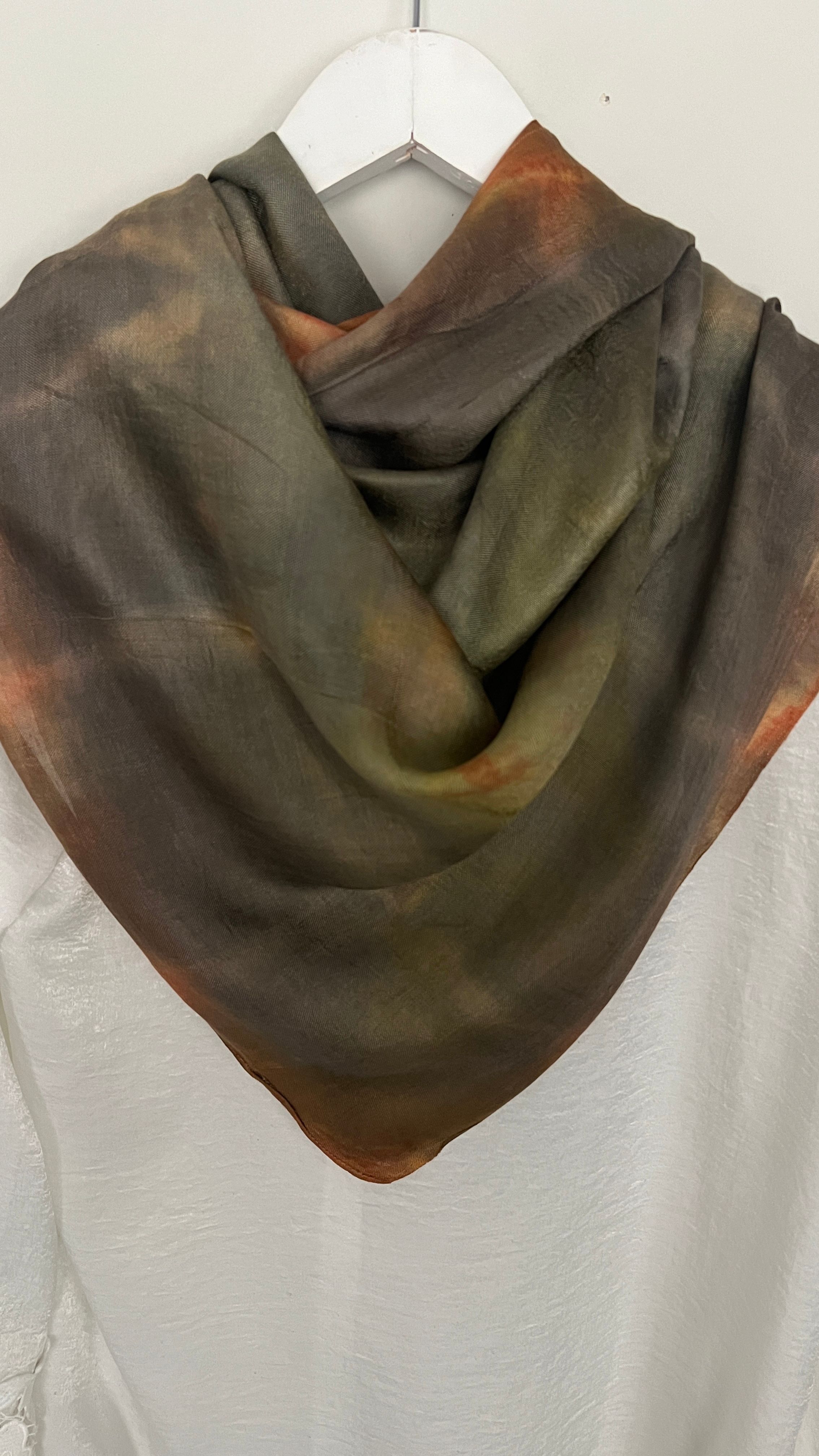 Yeşil Turuncu Ebruli Eşarp 130-130