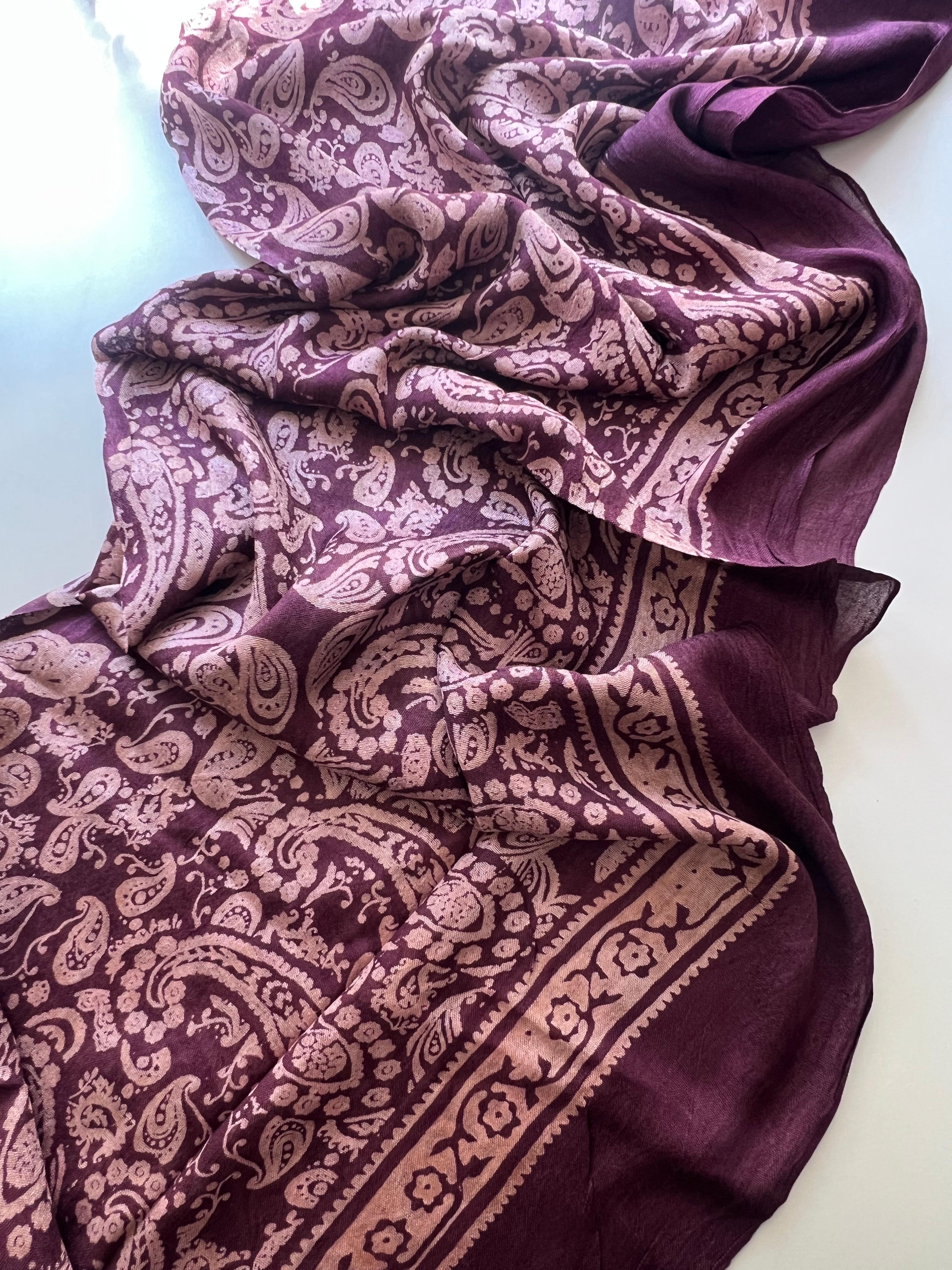 Bordo Şal Desen Kelagayi İpek Şal 190x90