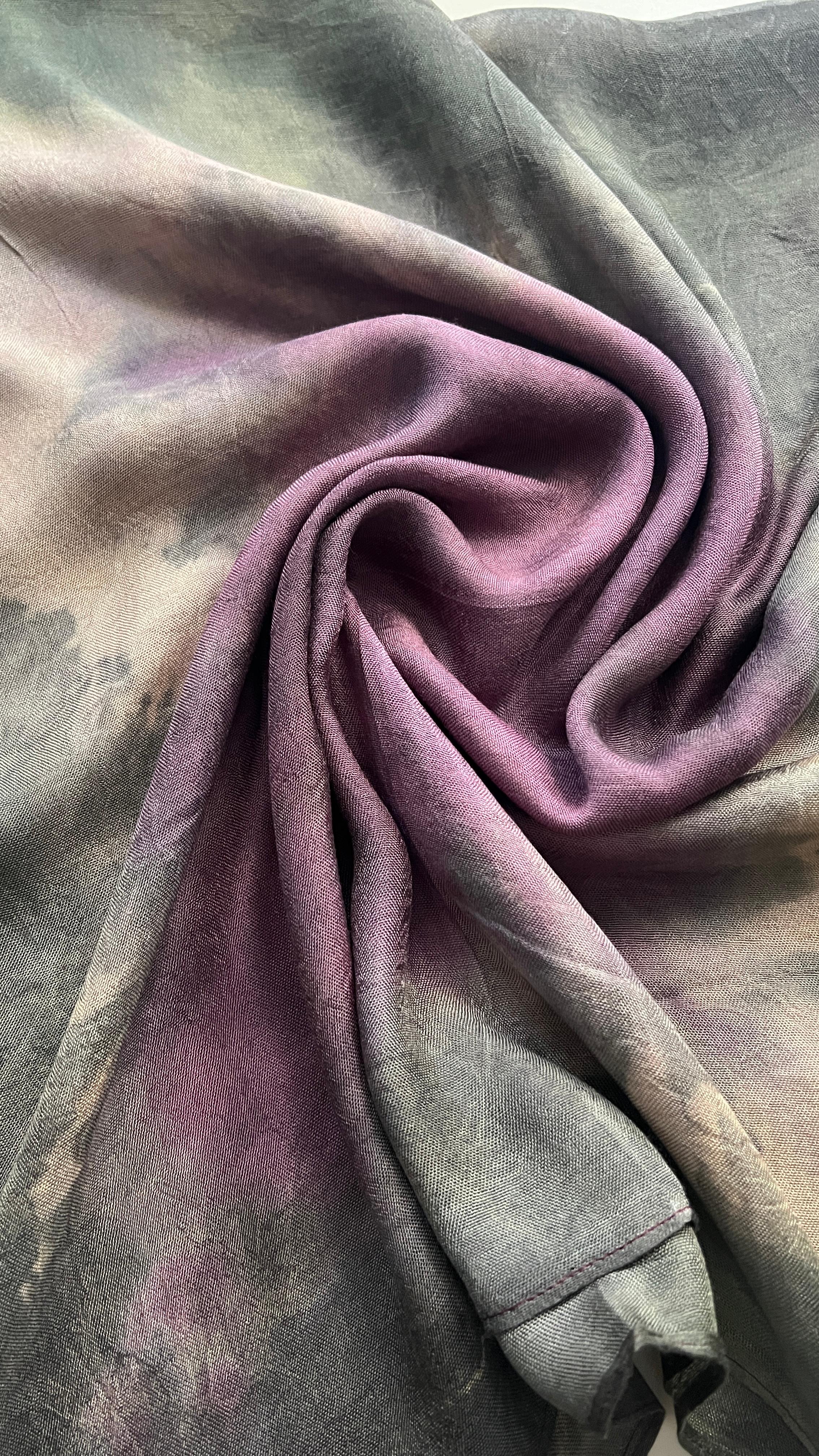 Mürdüm Haki Ebruli Eşarp 130x130
