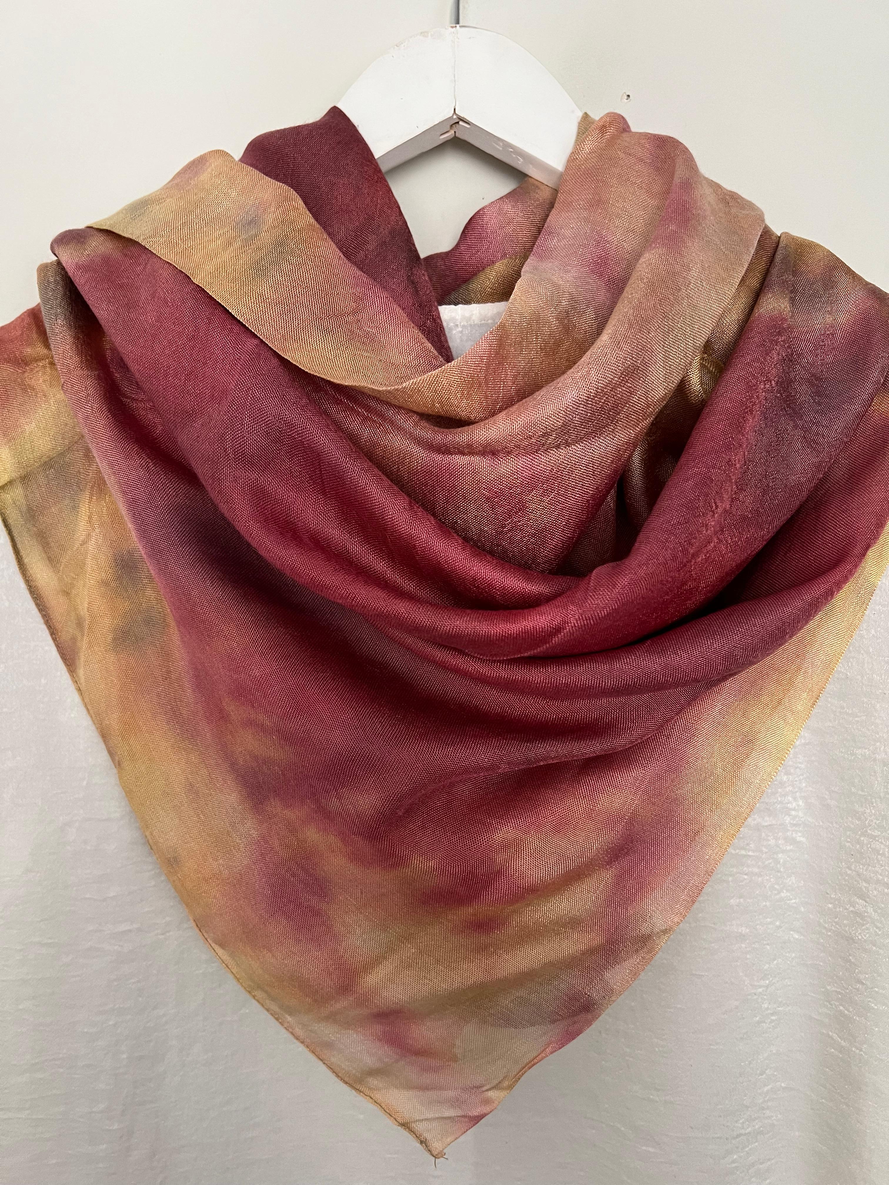 Sarı Gül Ebruli Eşarp 130x130