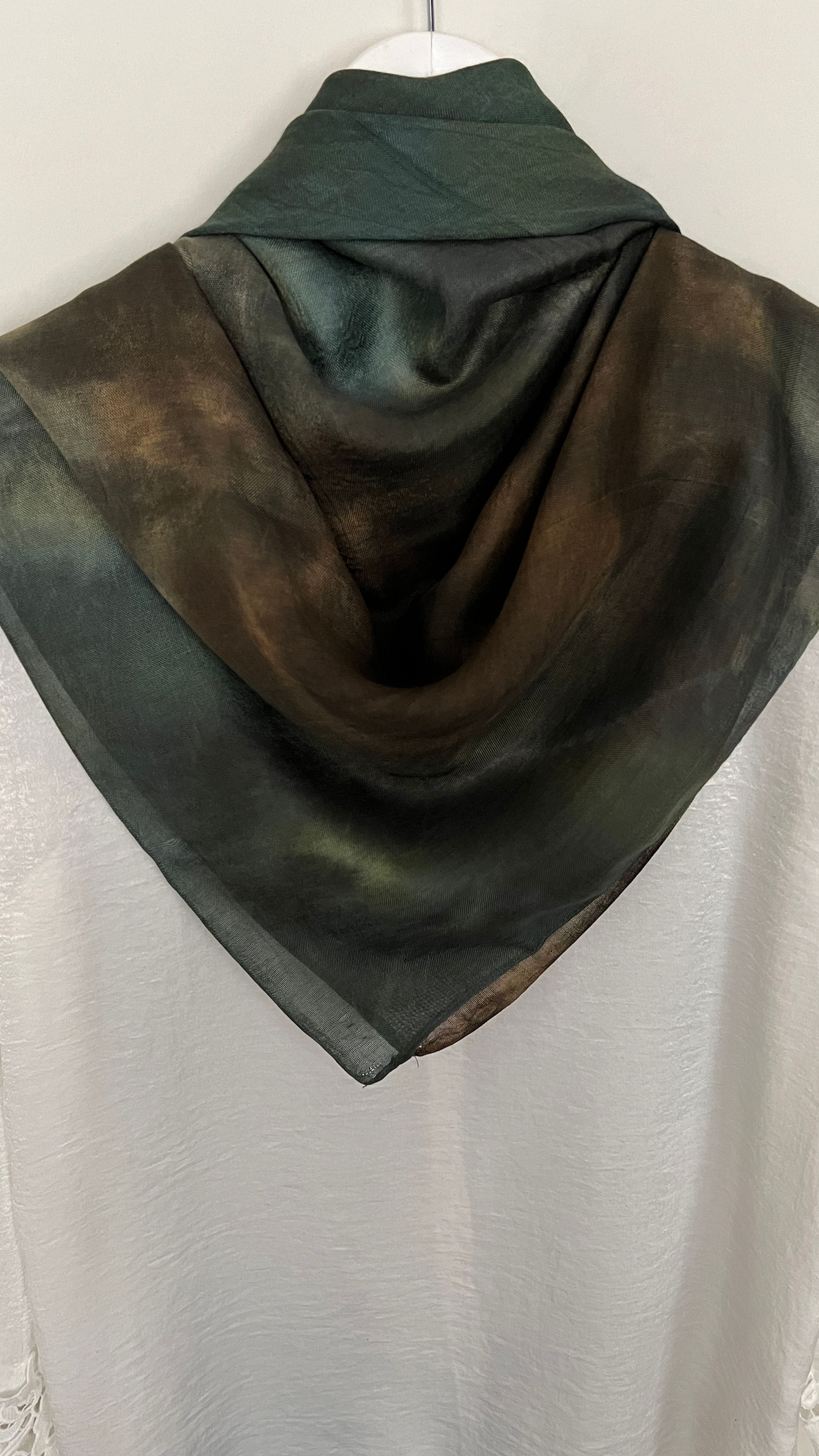 Kahve Irmak Yeşili Ebruli Kelagayi Eşarp 130x130