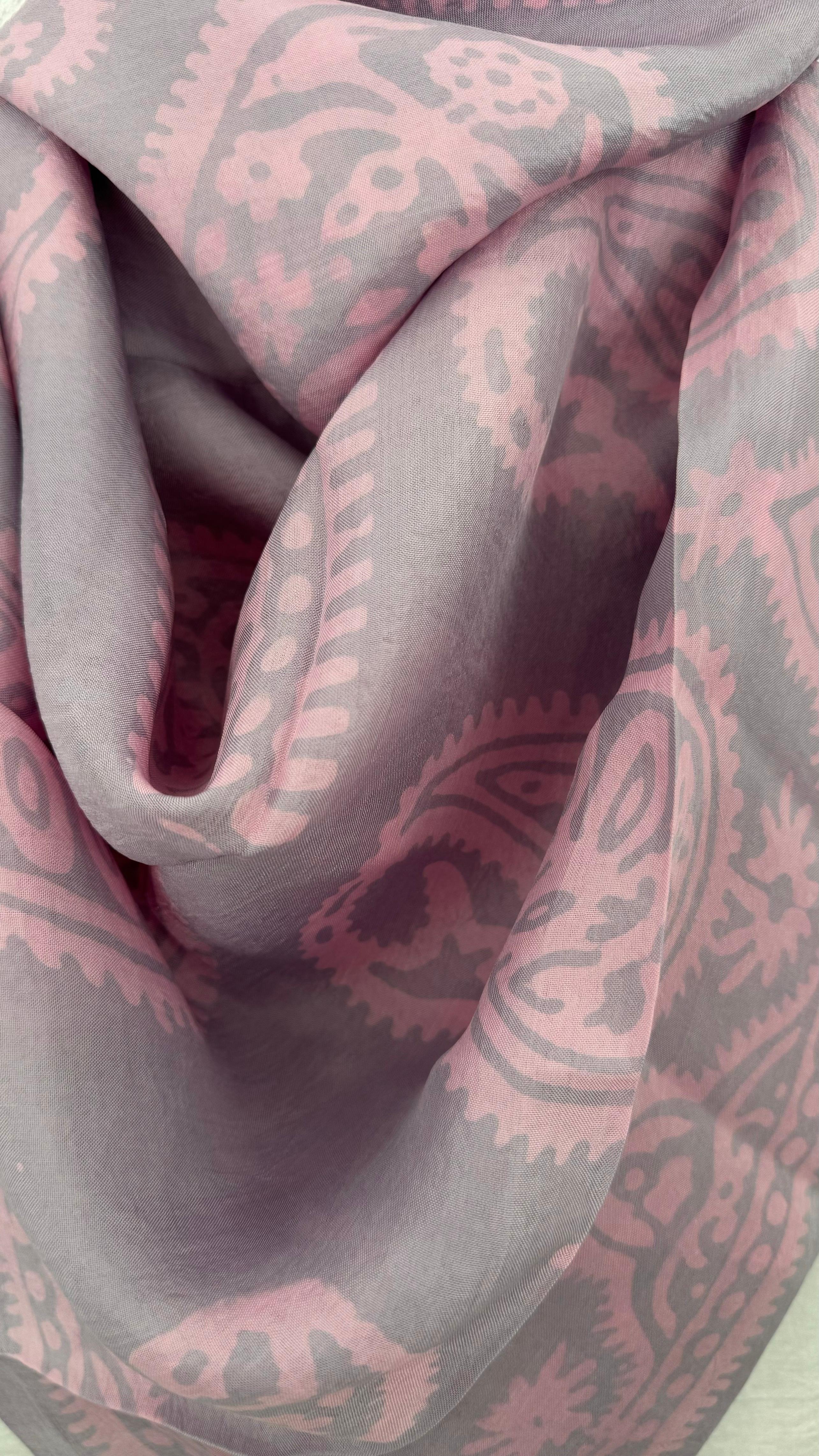 Soft Lila Saf Koza İpek Kelagayi Eşarp 150*150