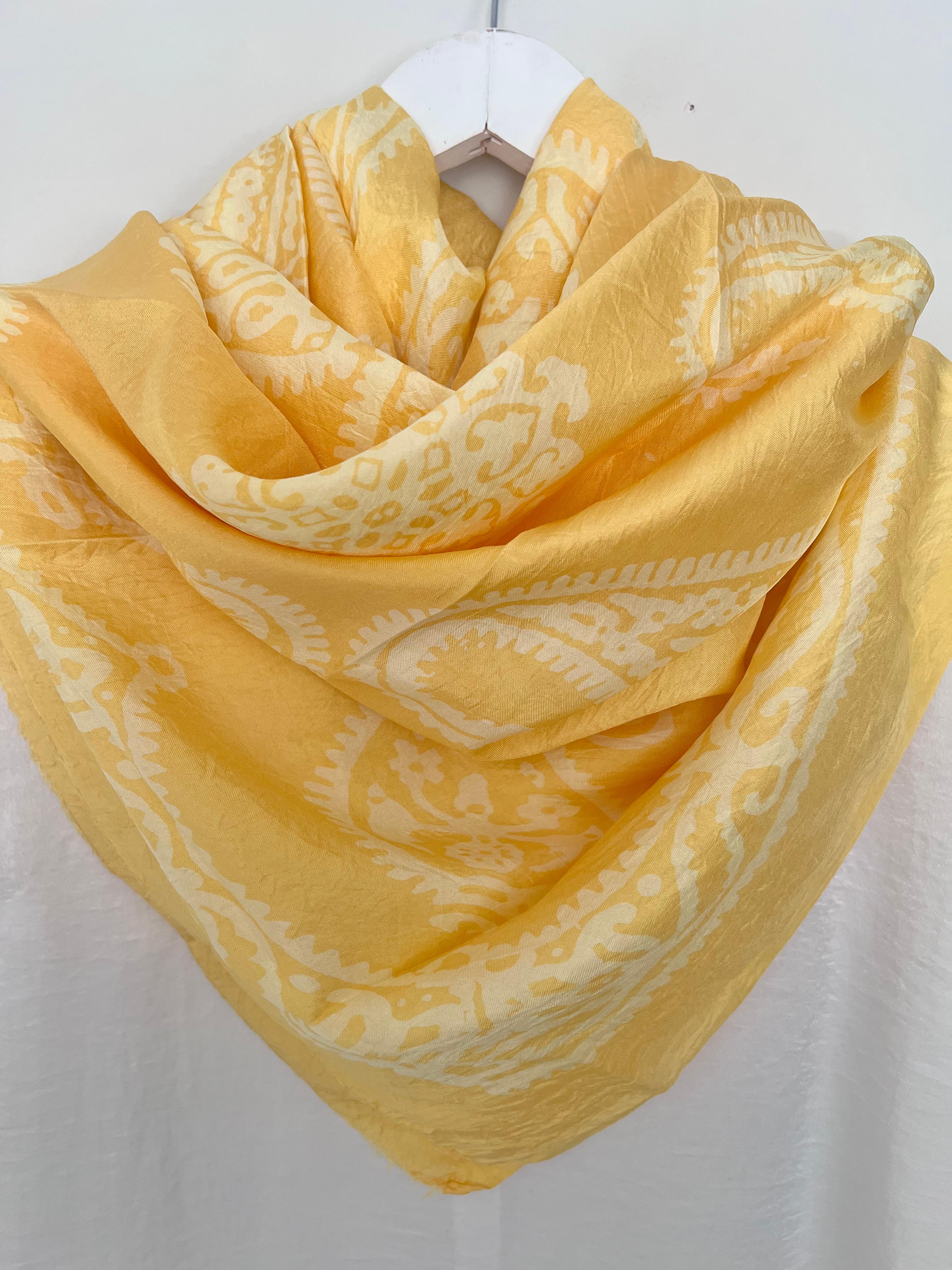 Sarı Saf Koza İpek Kelagayi Eşarp 150x150