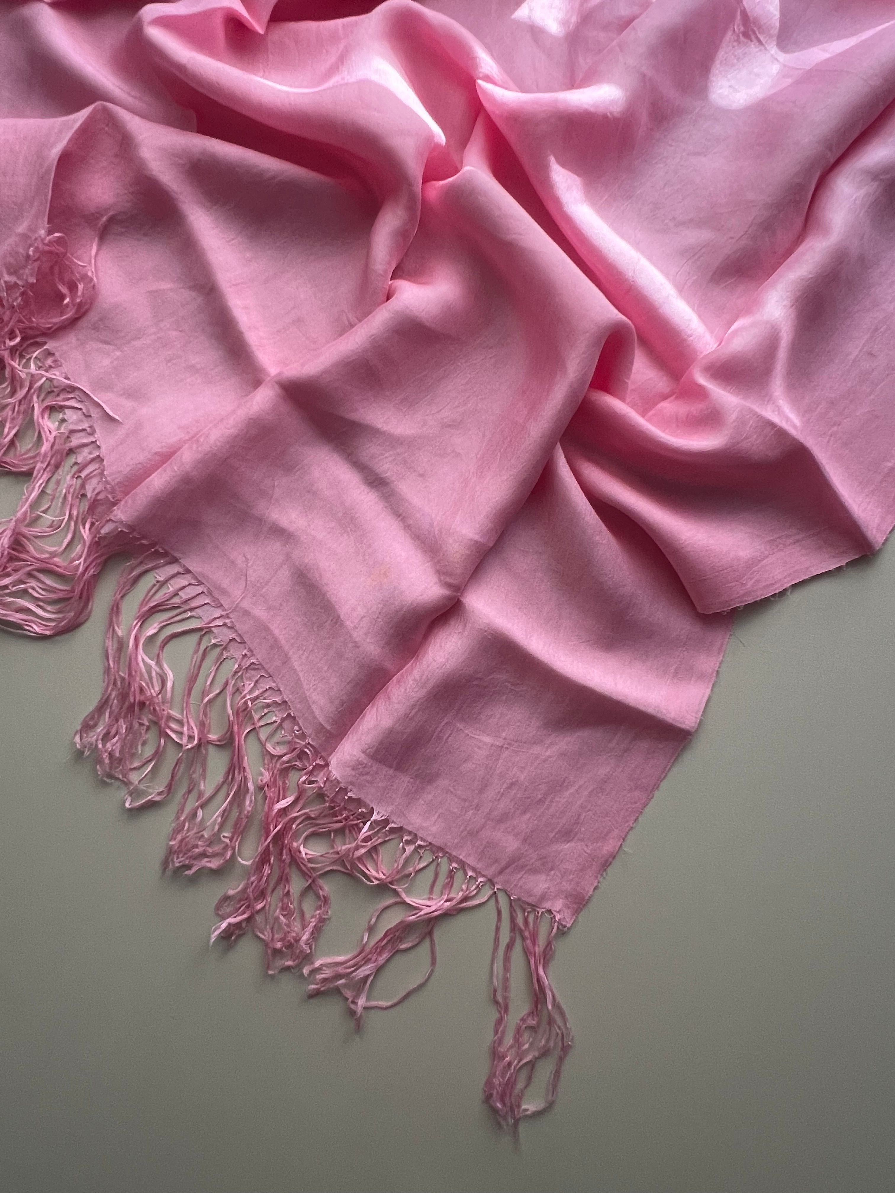 Pastel Pembe Saf Koza İpek Kelagayi Şal 190x70