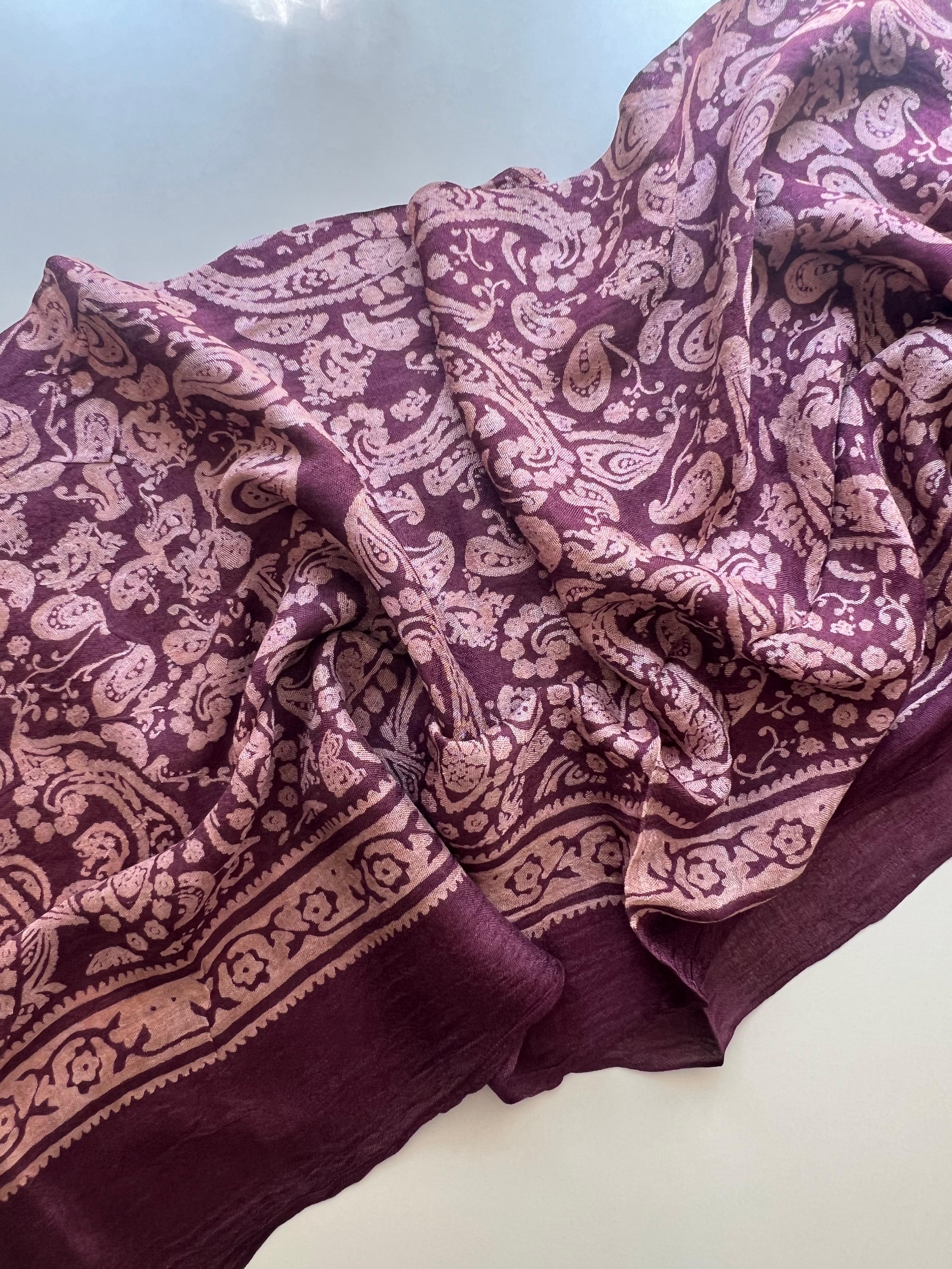 Bordo Şal Desen Kelagayi İpek Şal 190x90