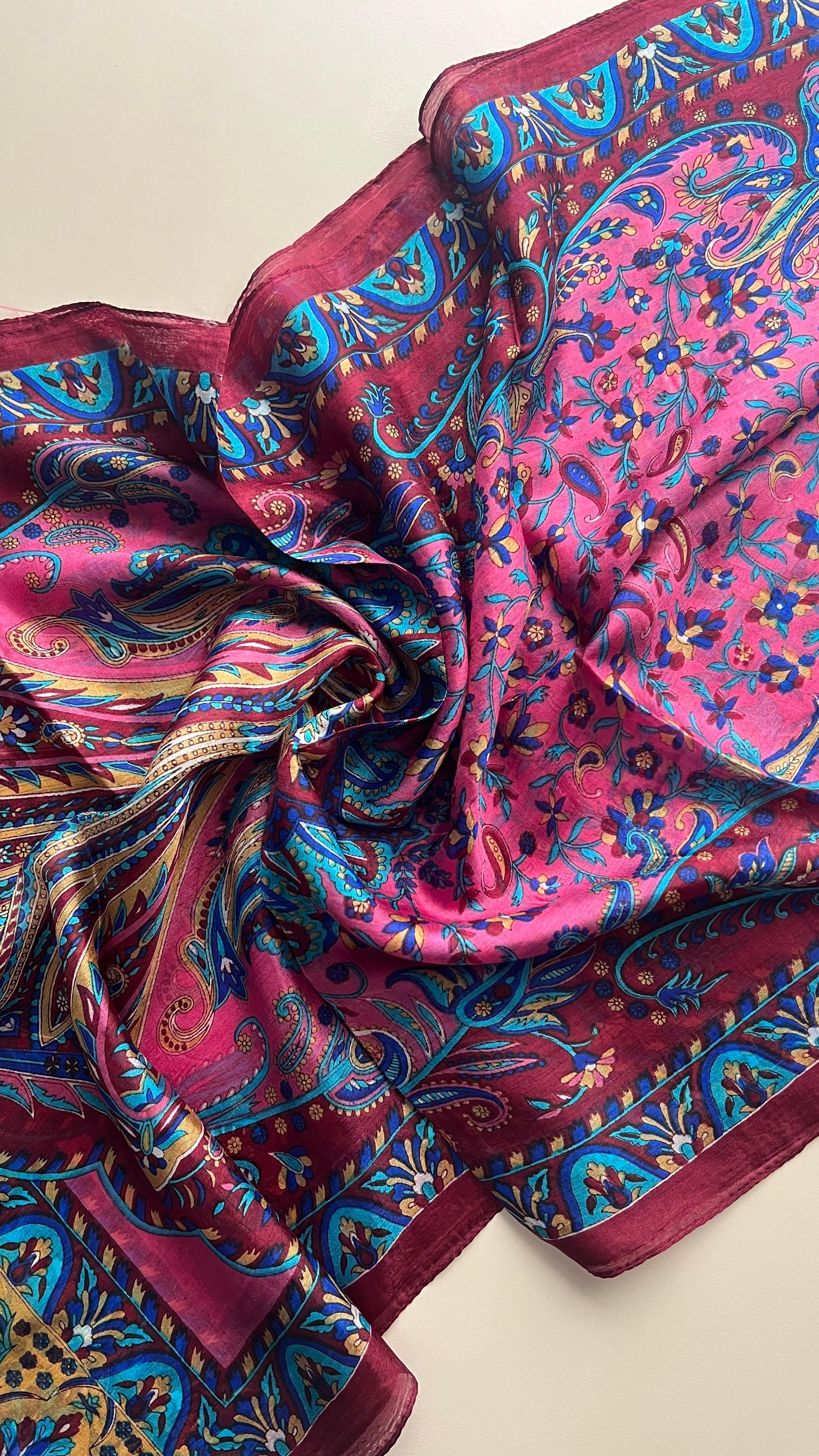 Bordo Hint İpek Şal/Fular 165*50