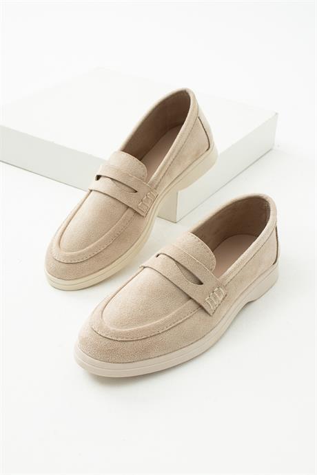 Bej Süet Loafer Günlük Ayakkabı Kadın Gabby