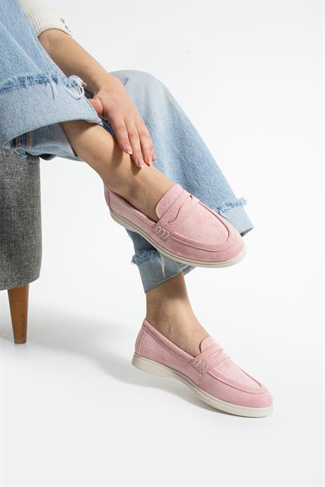 Pudra Süet Loafer Günlük Ayakkabı Kadın Gabby