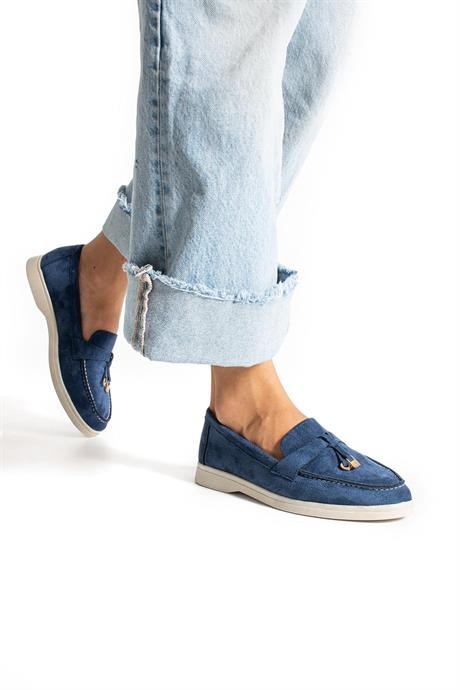 Lacivert  Loafer Süet Kadın Ayakkabı LP