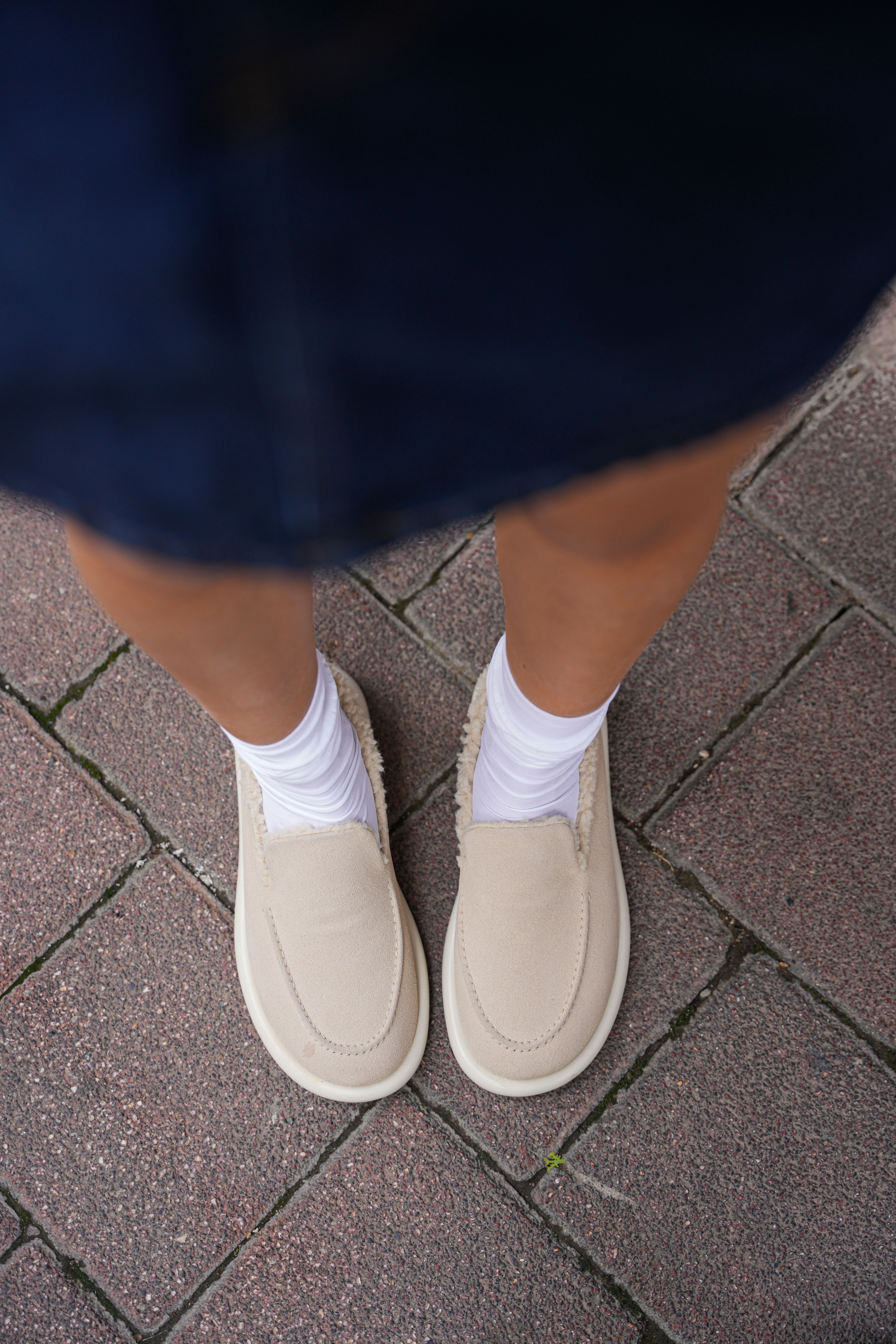  Kadın Süet Loafer Makosen  Günlük Ayakkabı Tornus Bej