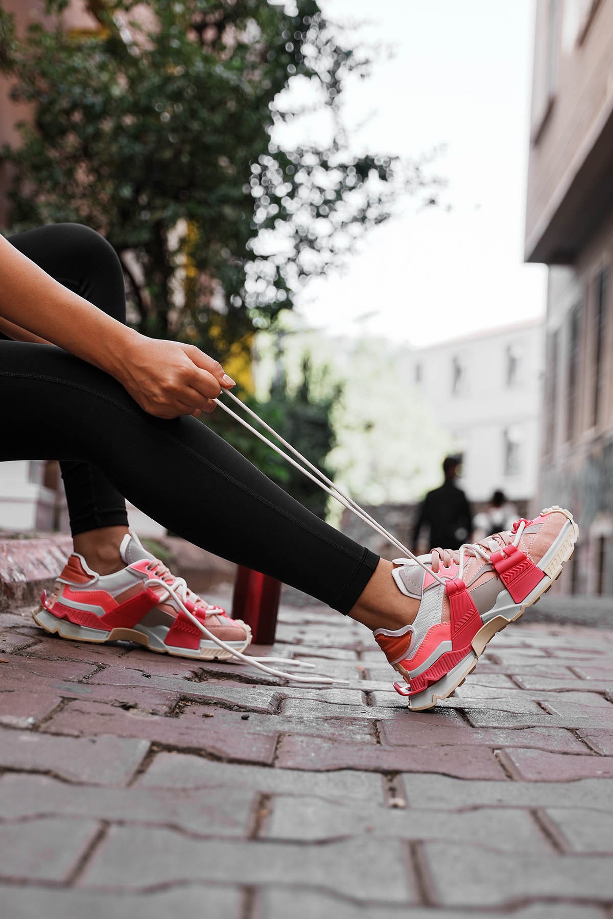 Kadın lopez Pudra Fujya Bağcık Detaylı Sneaker Spor Ayakkabı