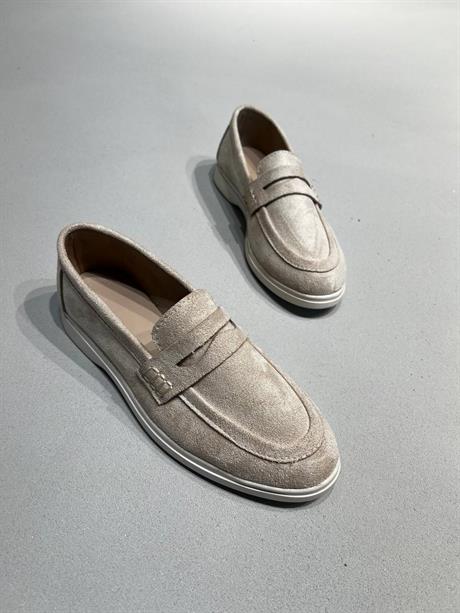 Bej Süet Loafer Günlük Ayakkabı Kadın Gabby
