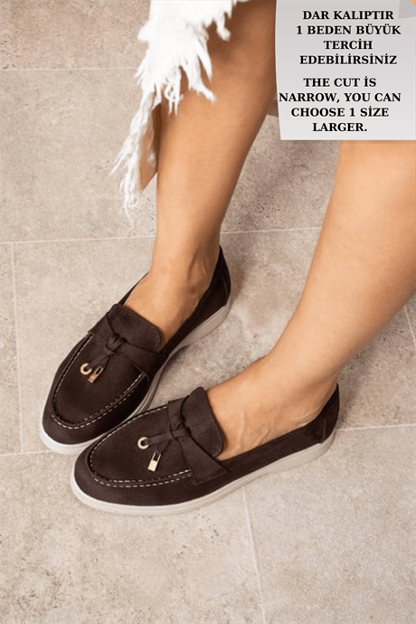 Woller Kahve Loafer Süet Kadın Ayakkabı