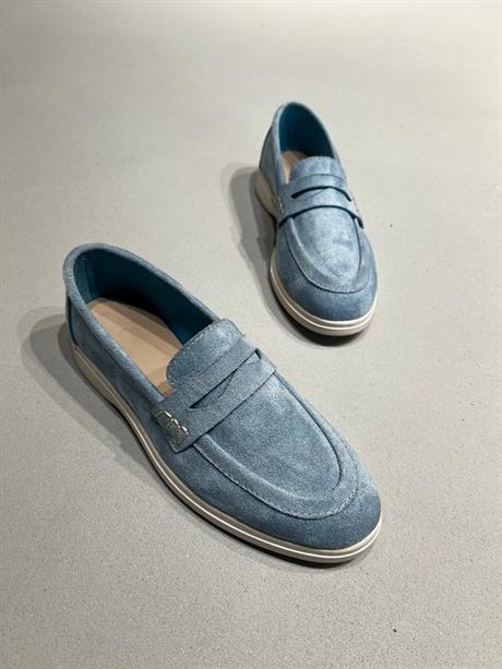 Bebe mavi Süet Loafer Günlük Ayakkabı Kadın Gabby