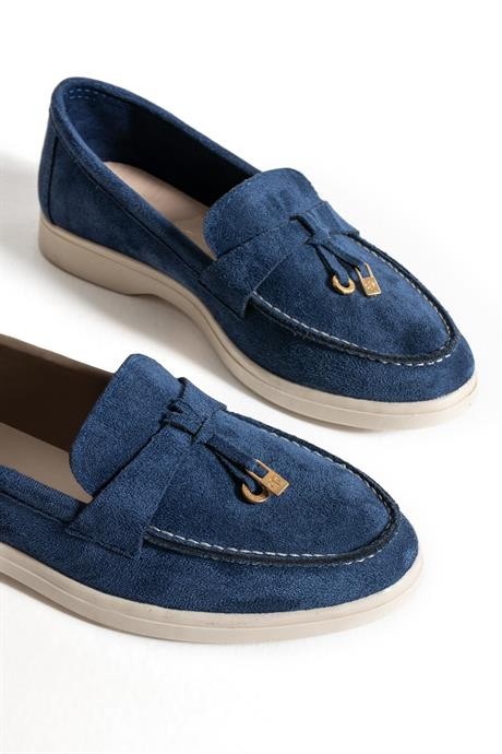 Lacivert  Loafer Süet Kadın Ayakkabı LP