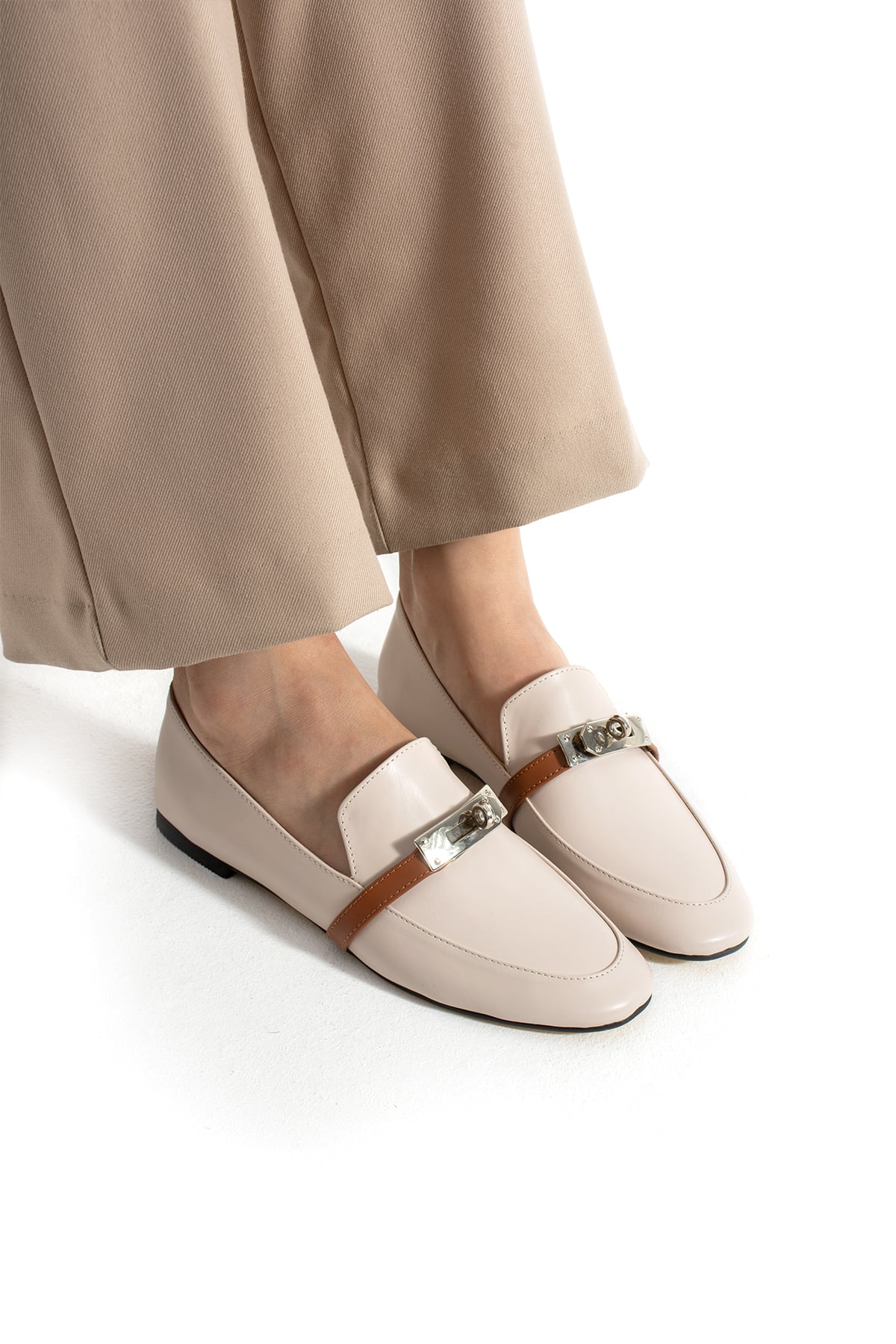 Kadın Loafer Tokalı Günlük Ayakkabı Loriza Bej
