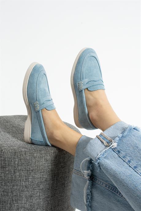 Bebe mavi Süet Loafer Günlük Ayakkabı Kadın Gabby