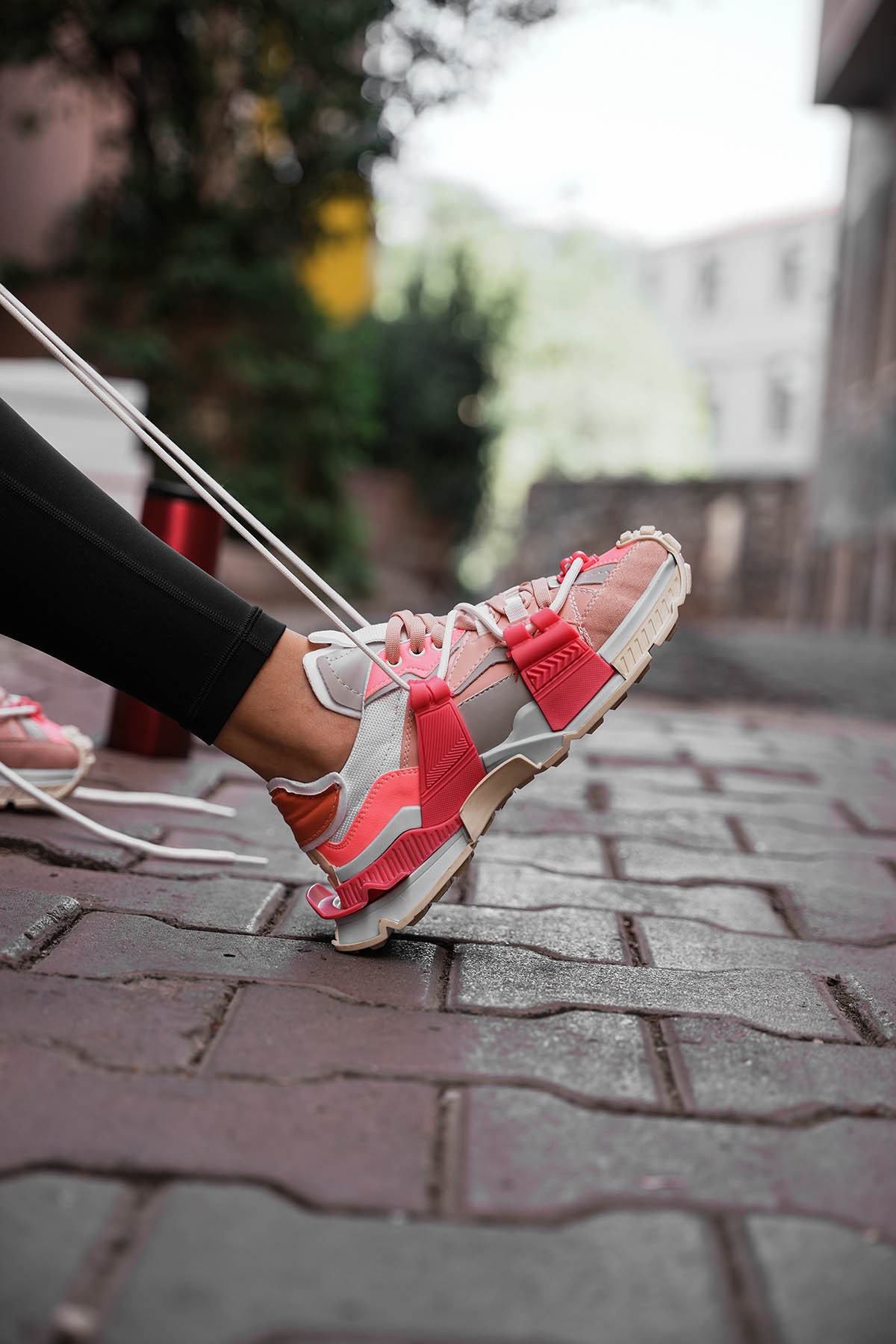 Kadın lopez Pudra Fujya Bağcık Detaylı Sneaker Spor Ayakkabı
