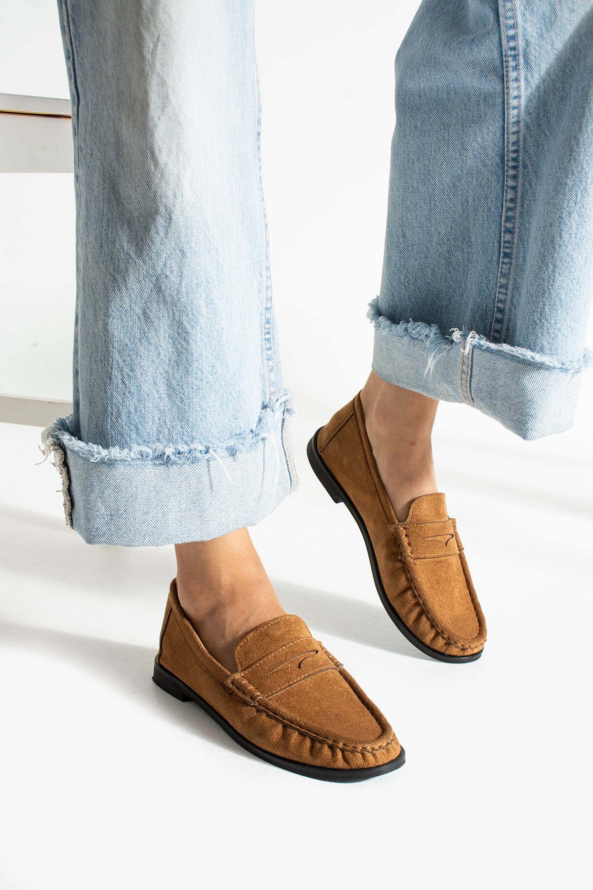 Lucy Kadın Loafer Saraç Detaylı Rahat Günlük Ayakkabı Taba Süet