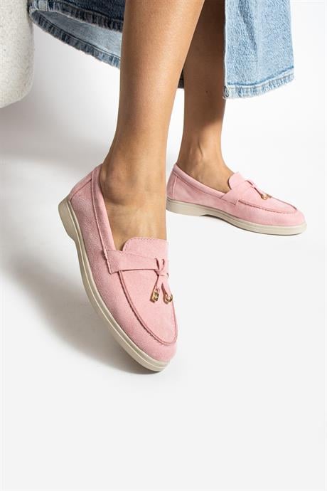 Woller Pudra Loafer Süet Kadın Ayakkabı