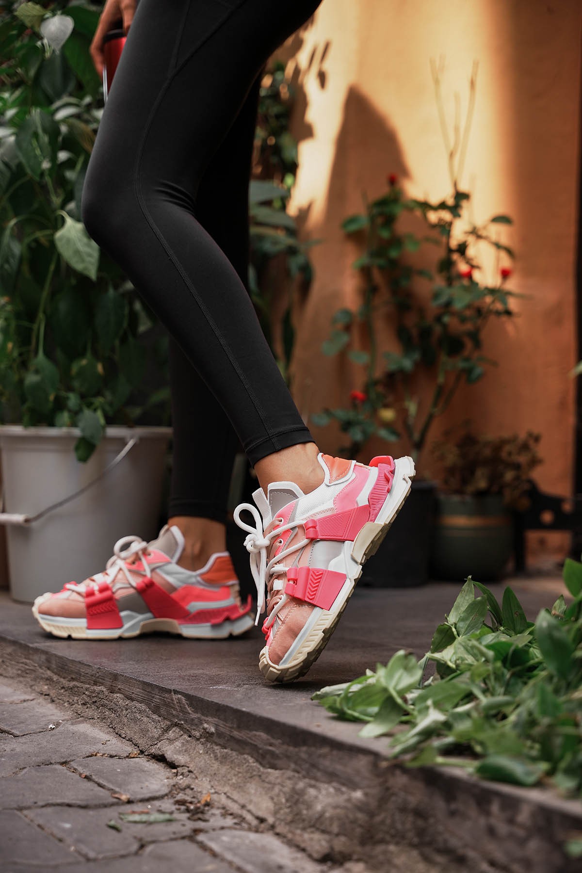 Kadın lopez Pudra Fujya Bağcık Detaylı Sneaker Spor Ayakkabı