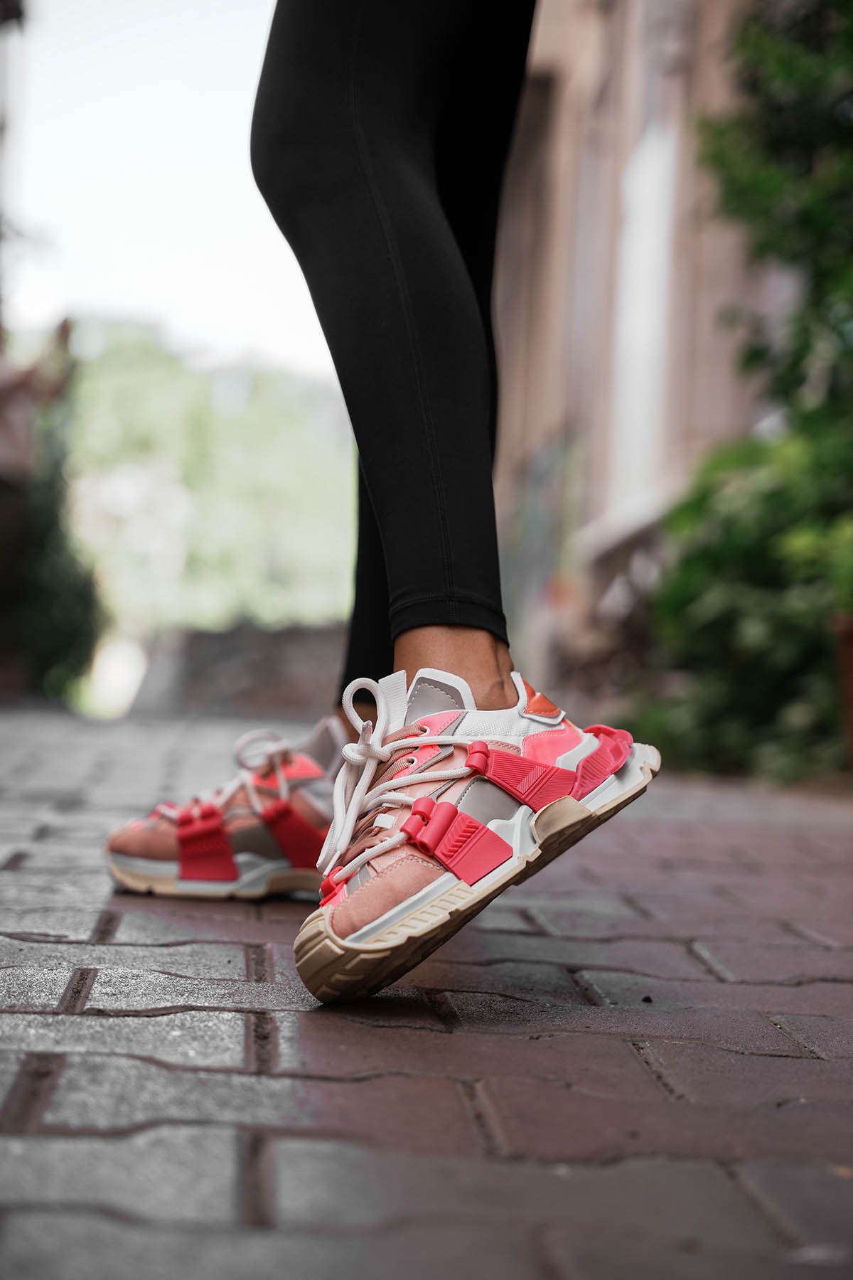Kadın lopez Pudra Fujya Bağcık Detaylı Sneaker Spor Ayakkabı