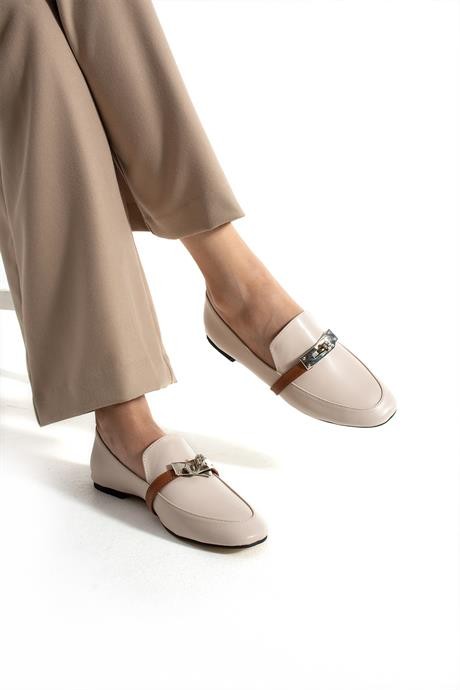 Kadın Loafer Tokalı Günlük Ayakkabı Loriza Bej