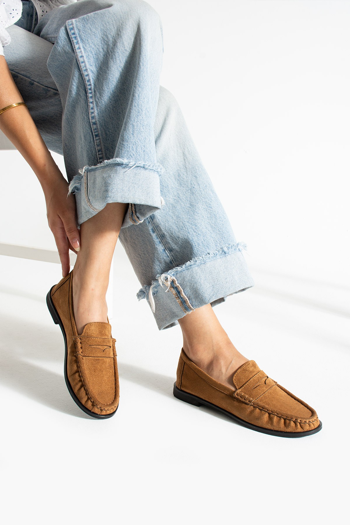 Lucy Kadın Loafer Saraç Detaylı Rahat Günlük Ayakkabı Taba Süet